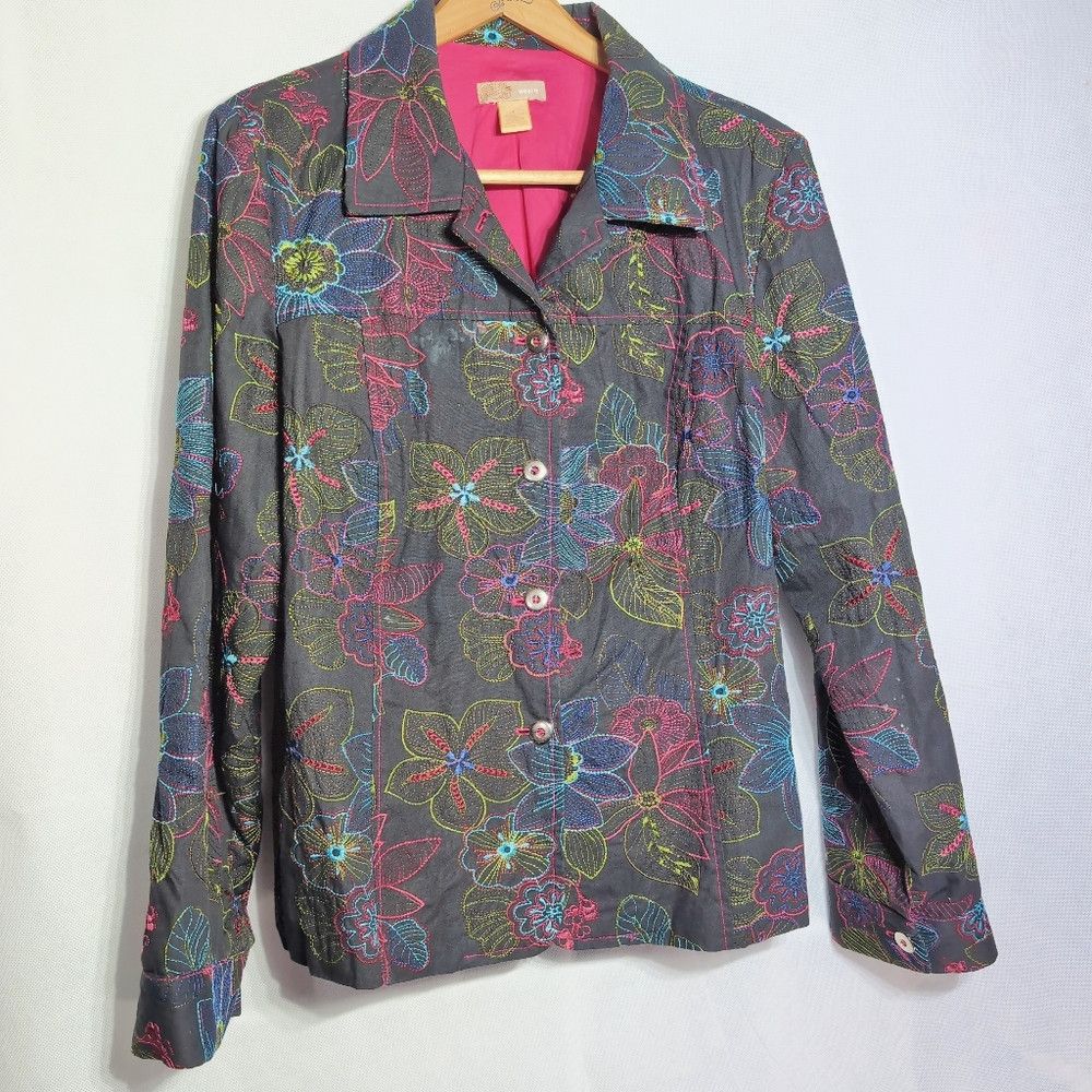 Other Wearit Black sz 3 Floral Embroidered Jacket Size S / US 4 / IT 40 - 5 Thumbnail