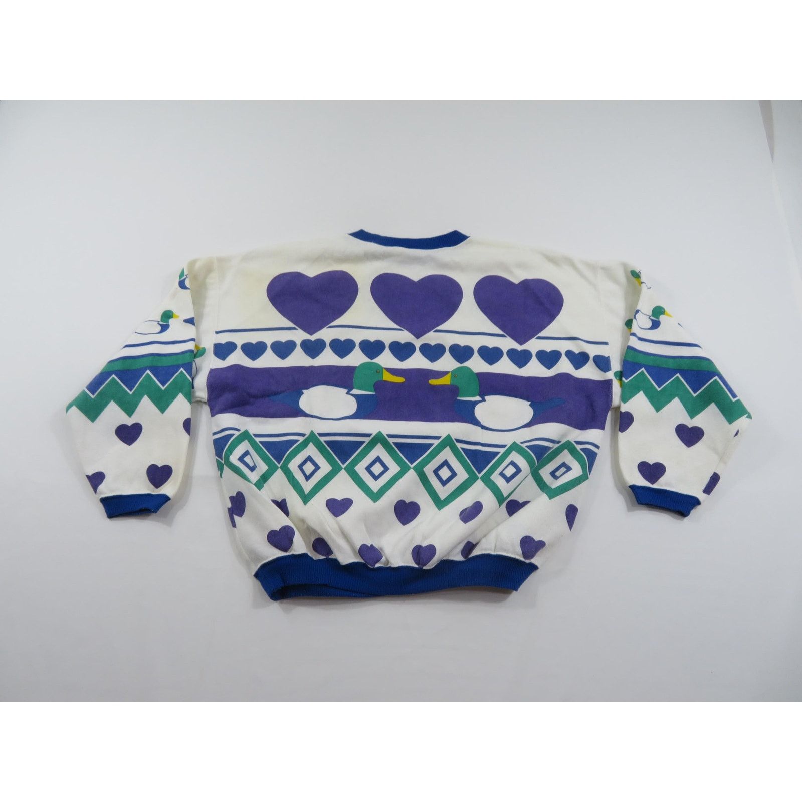 Other Ducks and Hearts Geometric Graphic Sweatshirt Womens L 1990s Size L / US 10 / IT 46 - 3 Thumbnail
