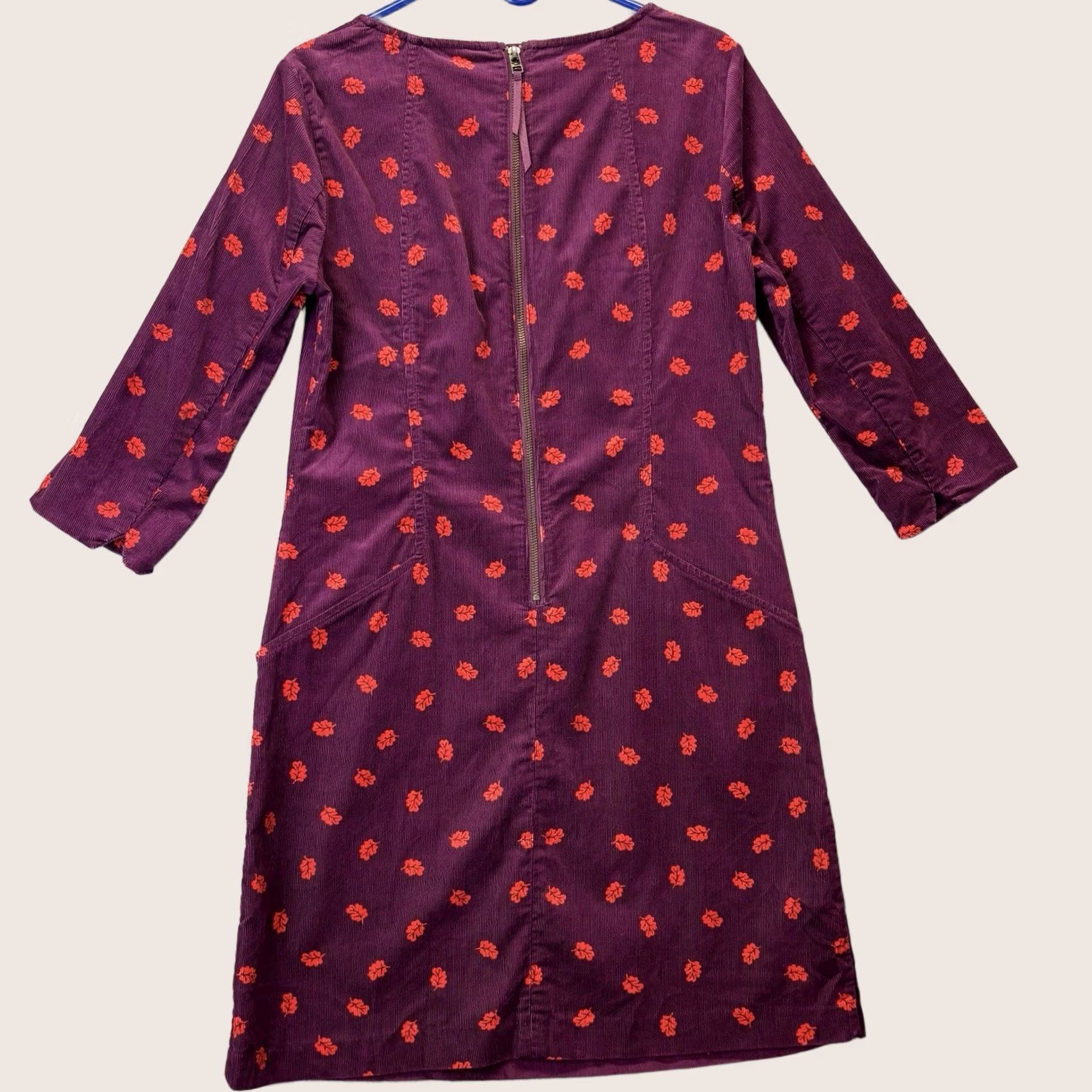 Boden Boden Corduroy Dress Burgundy 12 3/4 Sleeve Knee Length Women’s shift Casual, Travel, Party/Cocktail - UK 12 Size XL / US 12-14 / IT 48-50 - 1 Thumbnail