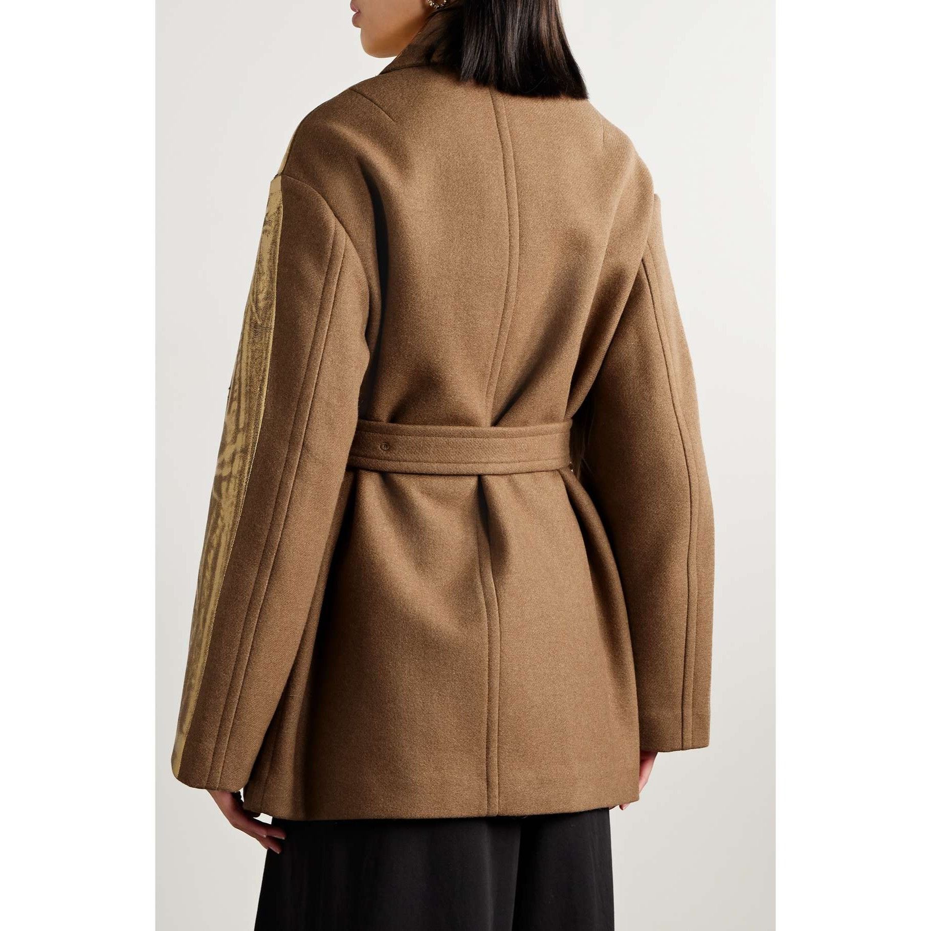 Dries Van Noten Dries Van Noten Belted Metalic Coated Wool Womens Jacket - S Size L / US 10 / IT 46 - 4 Thumbnail