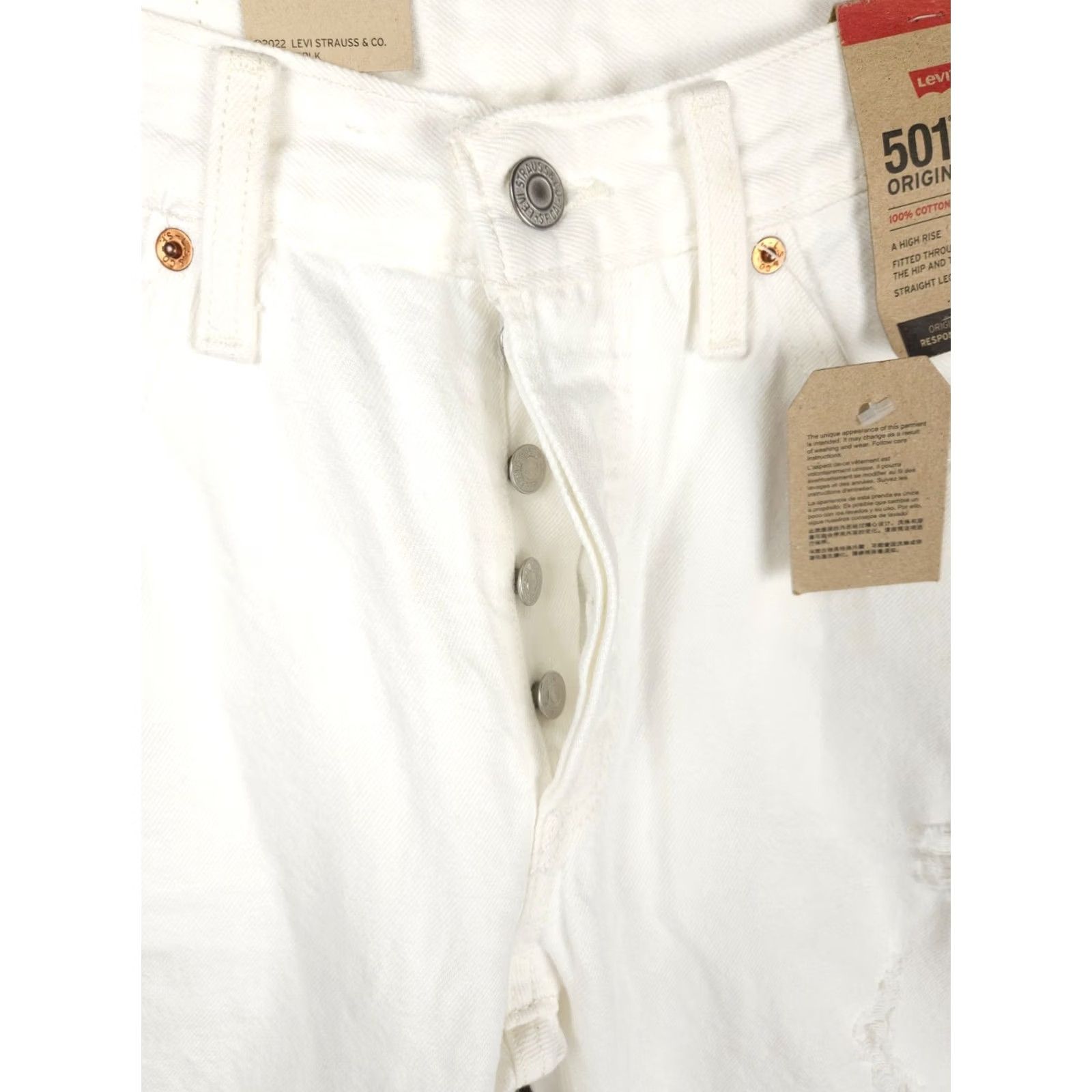 Levi's Levi's 501 Jeans Women's 25 30 White High-Rise Fitted Straight Leg Raw Hem NWT 90s Size 42" / US 20 - 7 Thumbnail