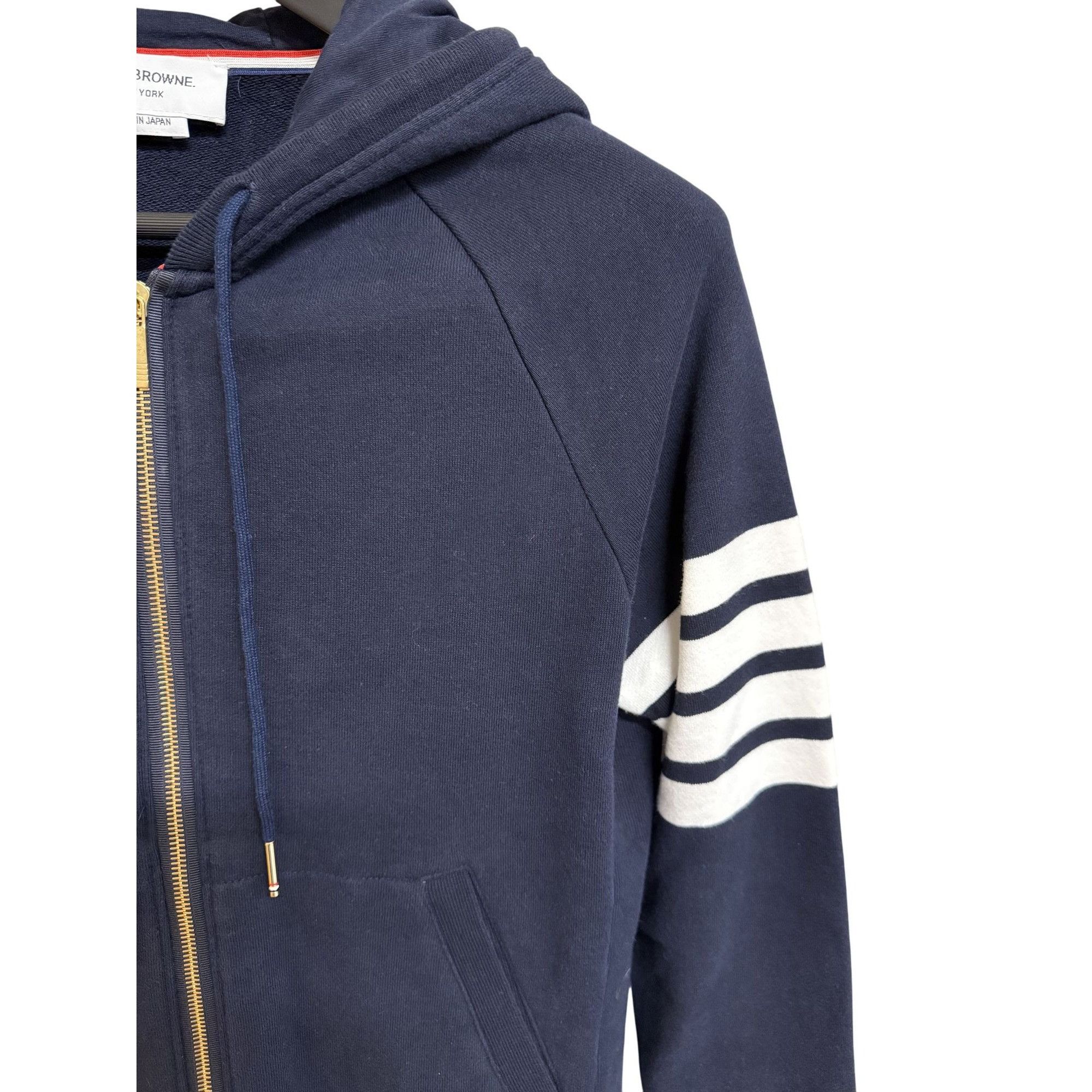 Thom Browne Thom Browne Navy Hoodie With White Stripes Size 3 100% Size M / US 6-8 / IT 42-44 - 6 Thumbnail