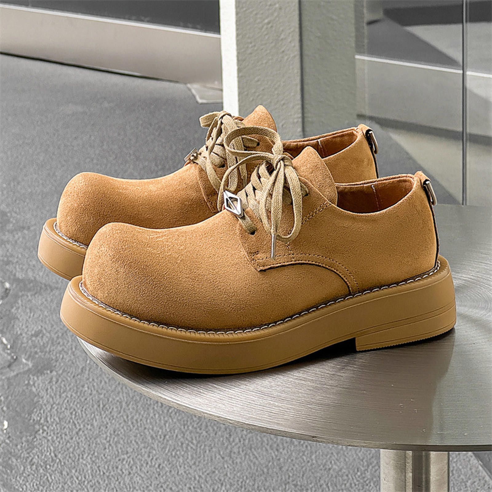 Vintage Round Toe Suede Lace-Up Shoes - Casual Comfort Size US 11 / EU 44 - 1 Thumbnail