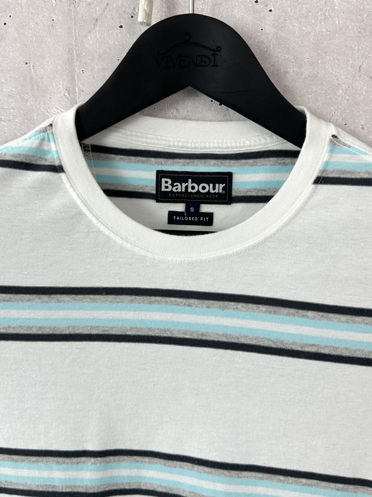 Barbour Barbour Tailored Fit White Stripped Cotton Short Sleeve Tee Size US S / EU 44-46 / 1 - 3 Thumbnail