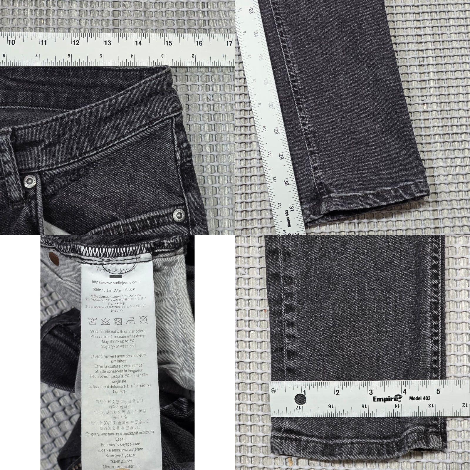 Nudie Jeans Nudie Jeans Co Skinny Lin Jeans Mens Slim 30x32 Black Denim Stretch Pockets 90s Theme Mens Size US 30 / EU 46 - 9 Thumbnail