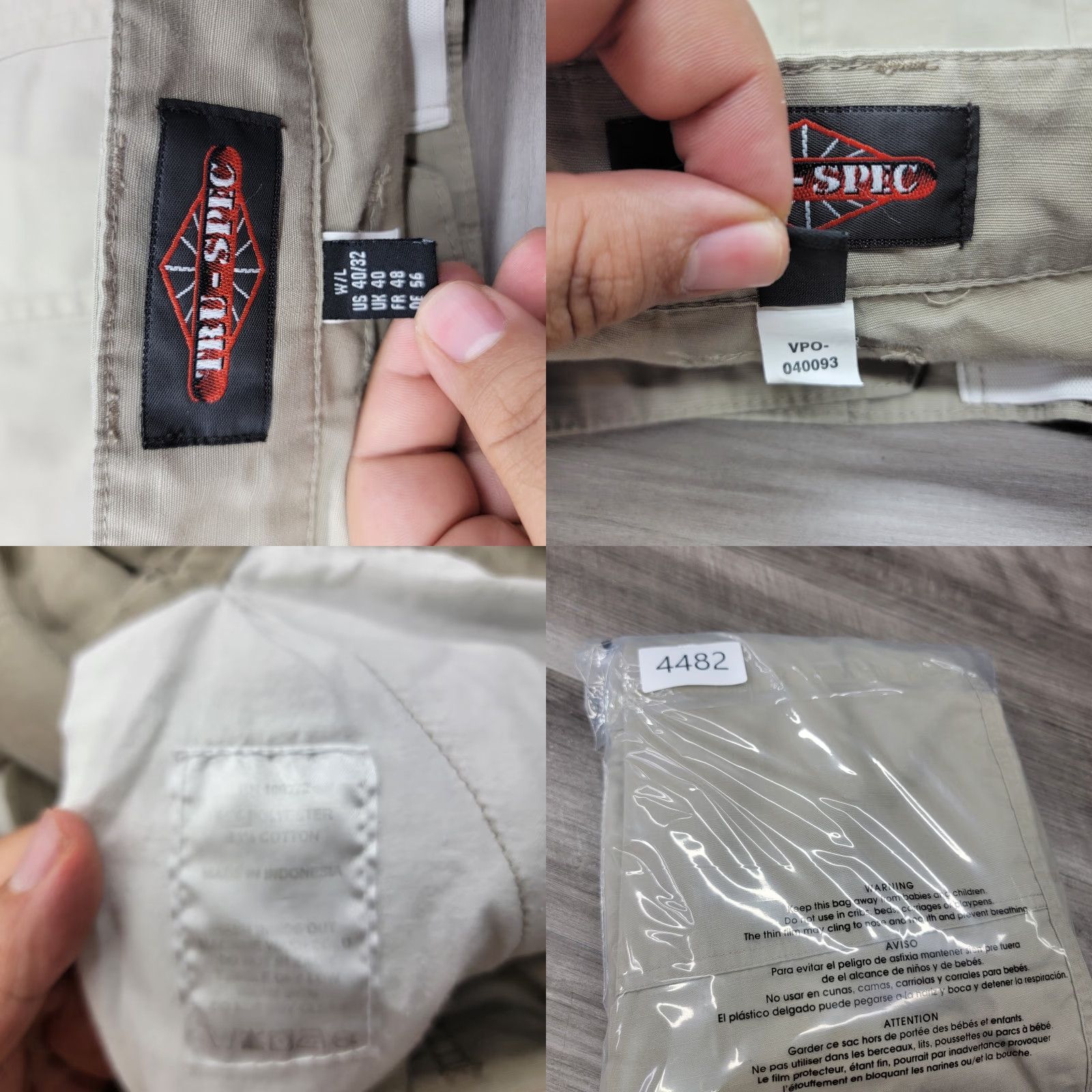 Vintage Tru-Spec Mens Cargo Pants 40x32 Beige Rip Stop Cargo Utility Work Pants Regular Straight Mens Size US 40 / EU 56 - 9 Thumbnail