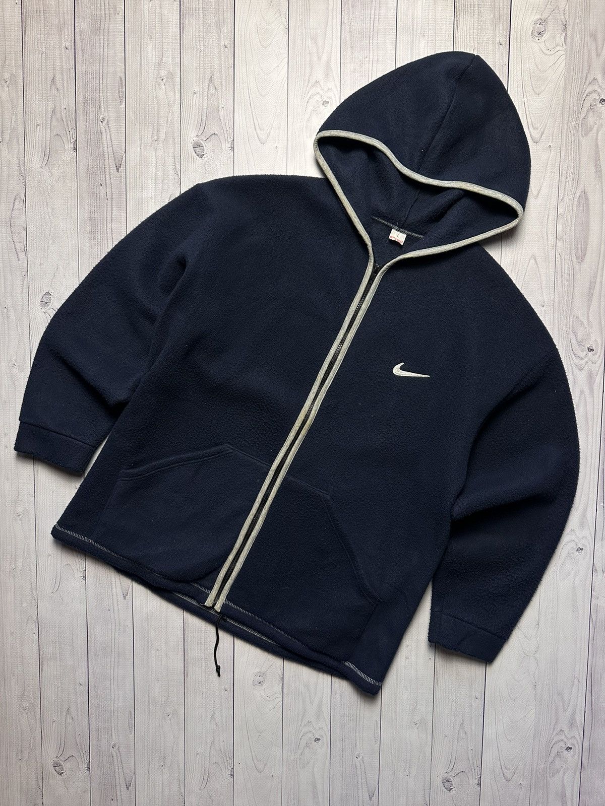 Nike × Vintage Vintage Nike fleece zip hoodie size L logo Size US L / EU 52-54 / 3 - 1 Thumbnail