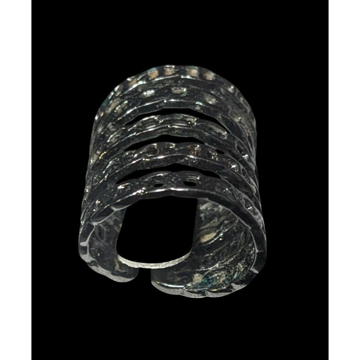 Other Grunge Punk Gunmetal Tone 5 Layer Chain Style Ring Size 5 1/ Size ONE SIZE - 7 Thumbnail