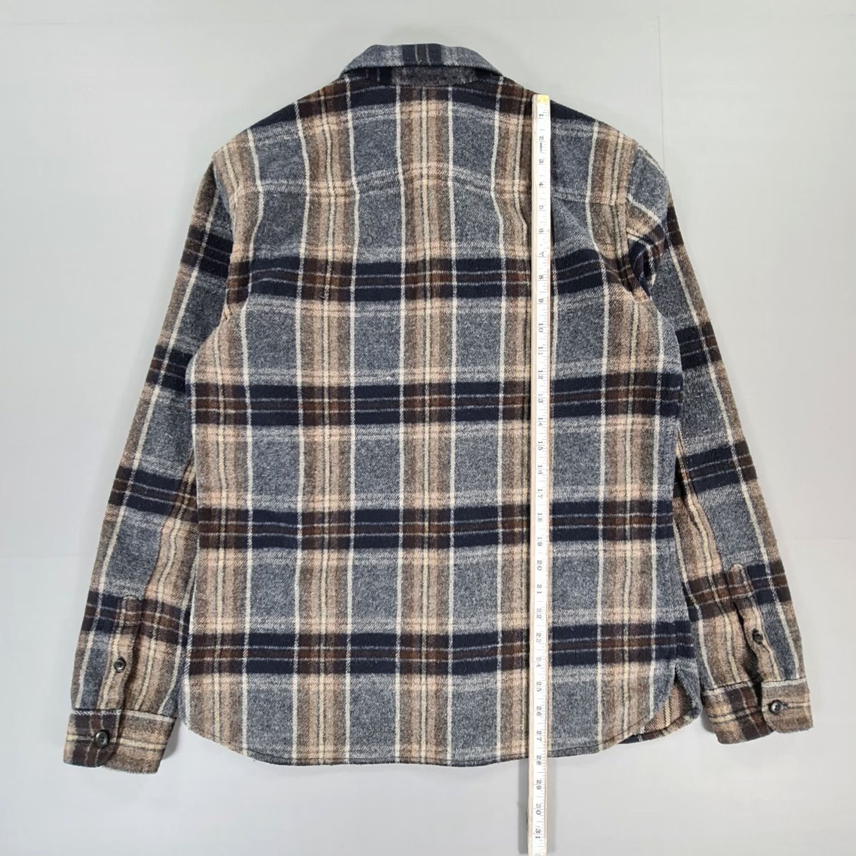 Allsaints AllSaints Mens Shirt Grey Brown Flannel Plaid Tartan Lansford M Medium Button-Up Pocketed Regular Fit Size US M / EU 48-50 / 2 - 7 Thumbnail