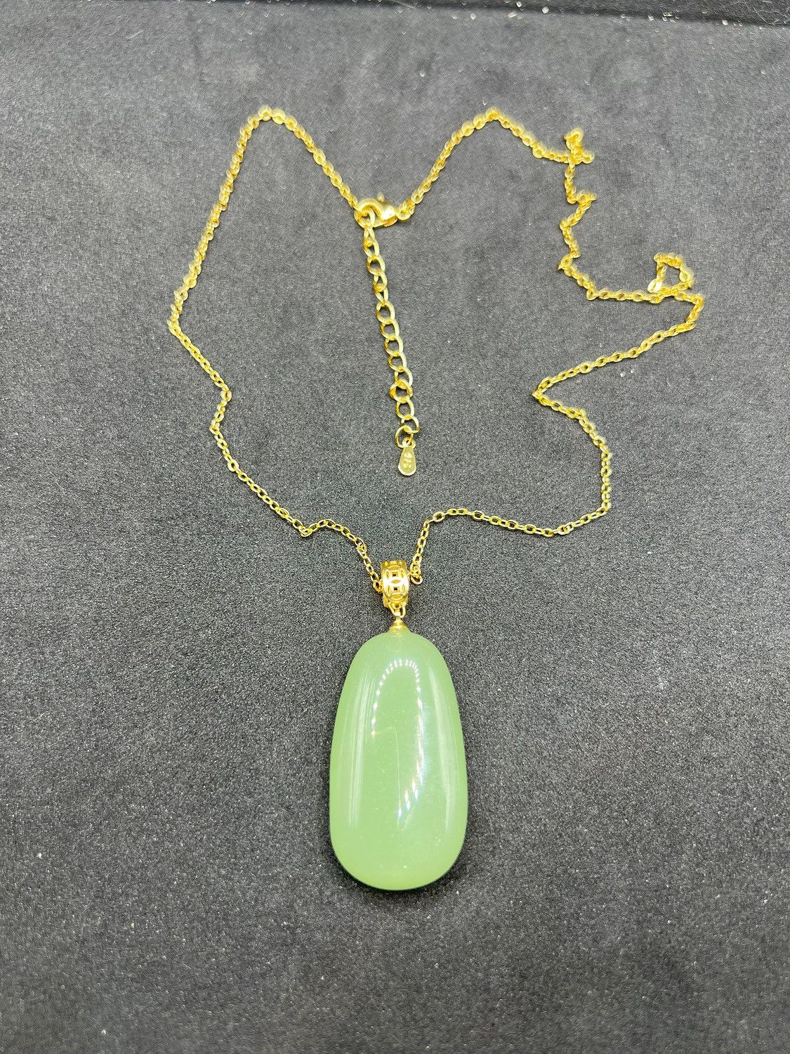 Jewelry Green Jade Drop Gold Chain Necklace Size ONE SIZE - 4 Thumbnail