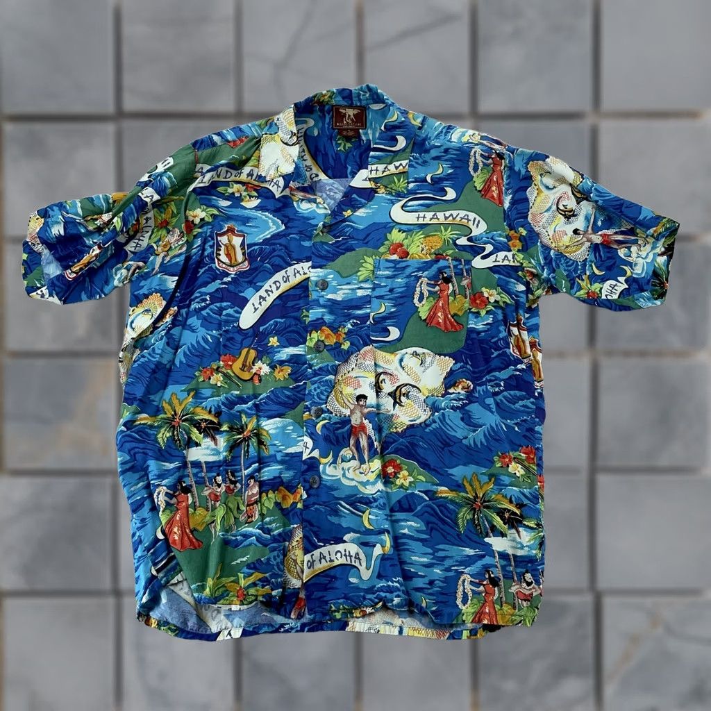 Vintage Khaki Safari Rayon Camp Hawaiian Shirt Mens M Blue Aloha Hula Collared Button Up Shirt Size US M / EU 48-50 / 2 - 1 Thumbnail