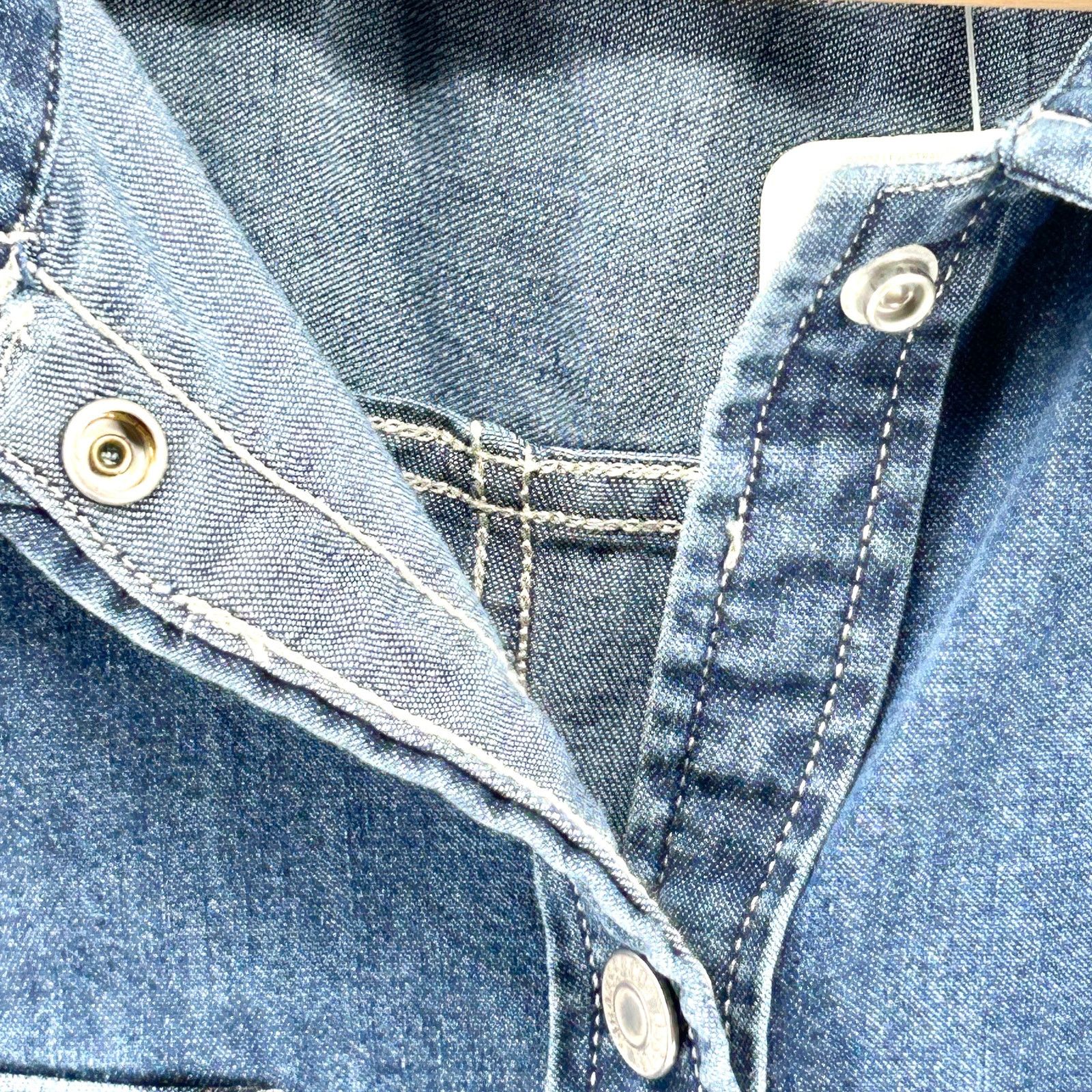 Levi's Blue Denim Chambray Snap Button Long Sleeve Shirtdress Size XXL / US 16-18 / IT 52-54 - 4 Thumbnail