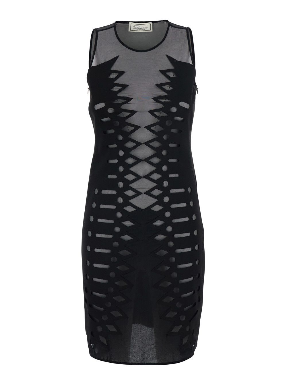 Blumarine Dress 'EMBR SCUBA DRESS' Black with V-Neck in Tech Fabric Women Size M / US 6-8 / IT 42-44 - 1 Thumbnail