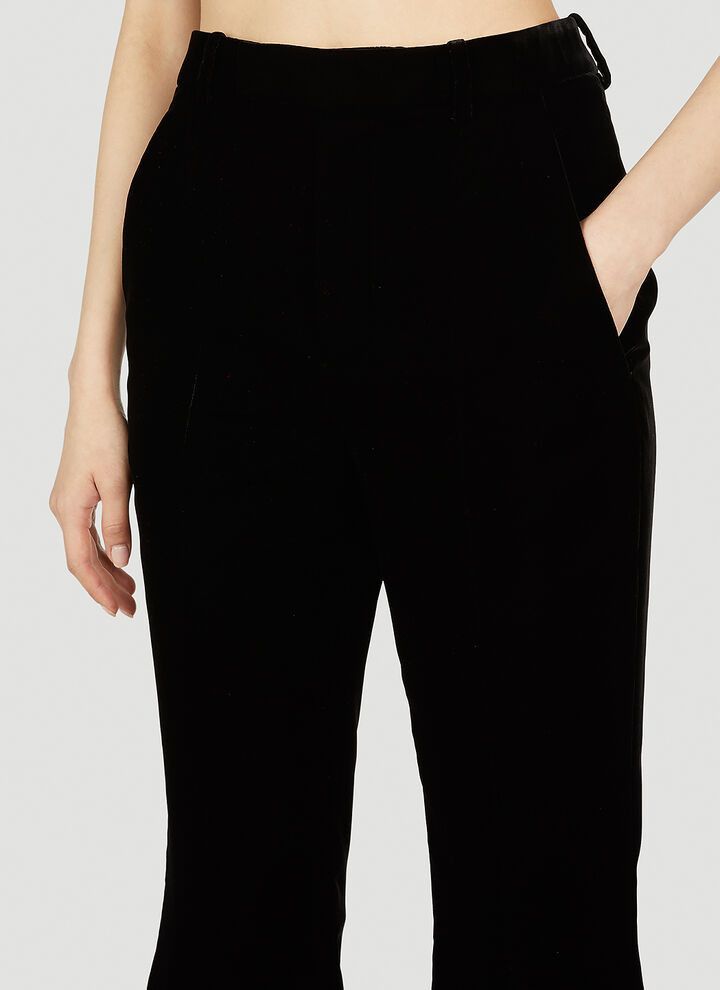 Saint Laurent Paris o1s1wg111024 Flared Pants In Cupro Velvet in Black Size 26" / US 2 / IT 38 - 5 Thumbnail