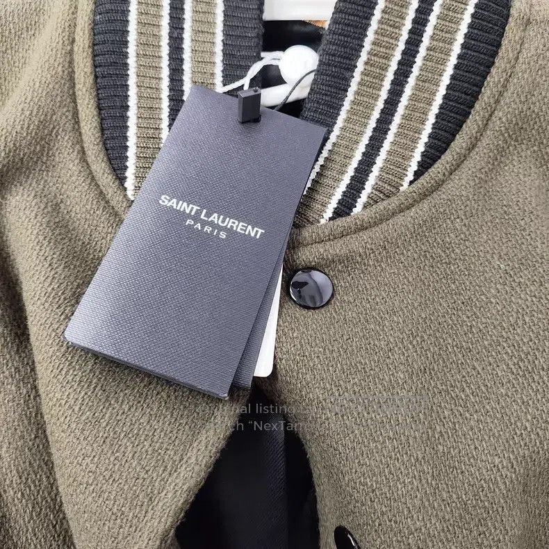 Saint Laurent Paris Saint Laurent Paris Wool and Leather Baseball Jacket i Size XS / US 0-2 / IT 36-38 - 5 Thumbnail