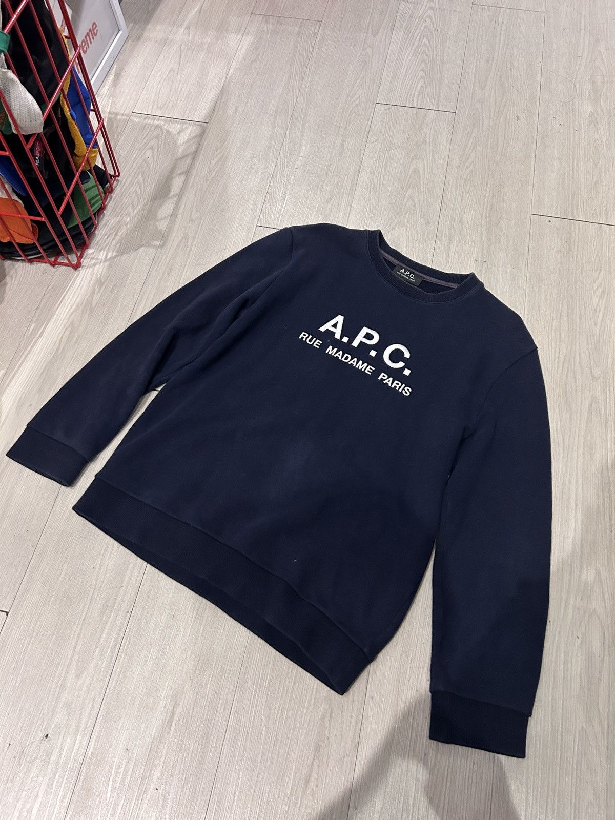 A.P.C. navy blue A.P.C. Rufus logo sweatshirt made in Japan Size S / US 4 / IT 40 - 2 Thumbnail