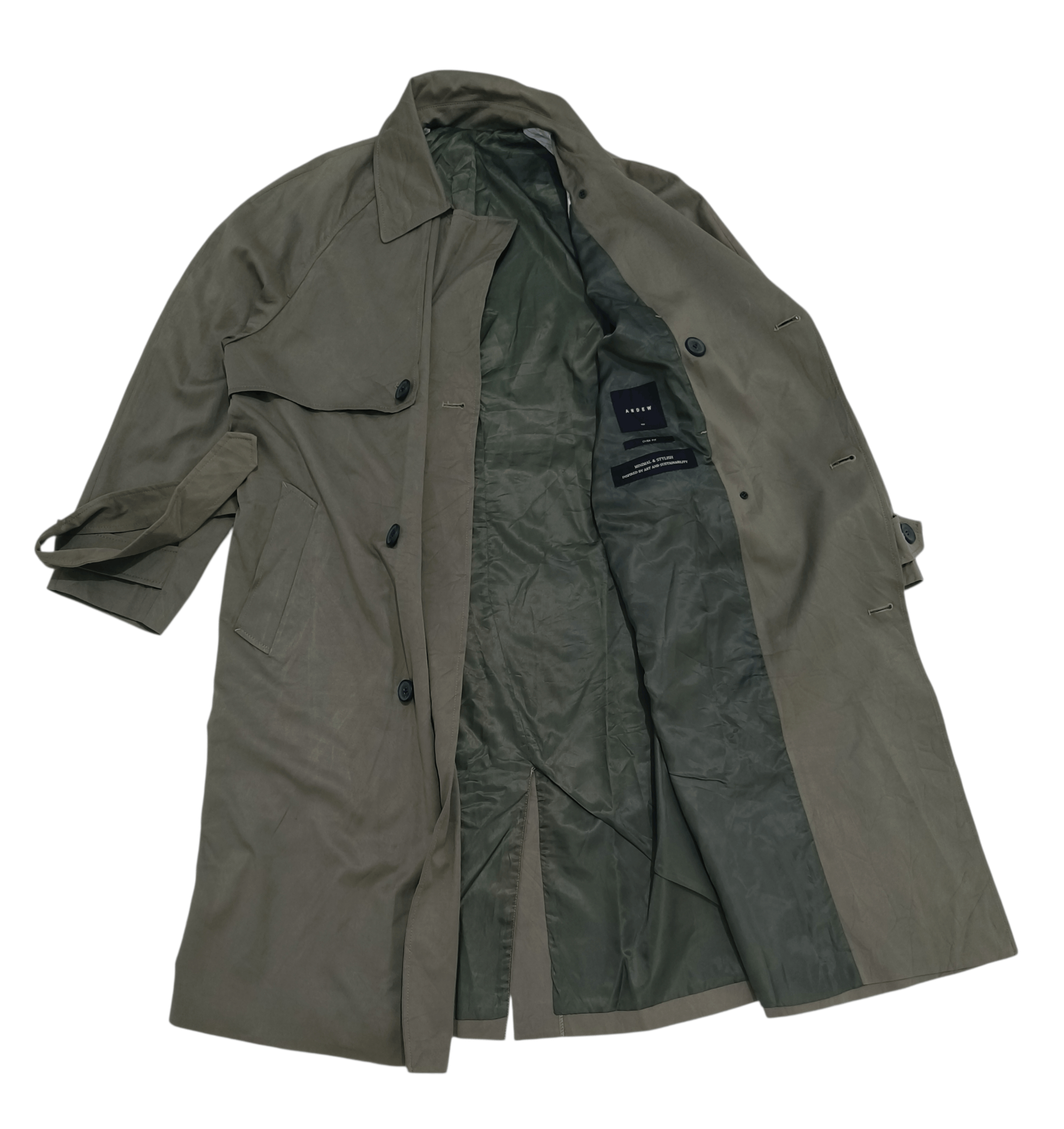 Other ANDEW Women's Green Belted Trench Coat / Spy Coat Size L / US 10 / IT 46 - 5 Thumbnail