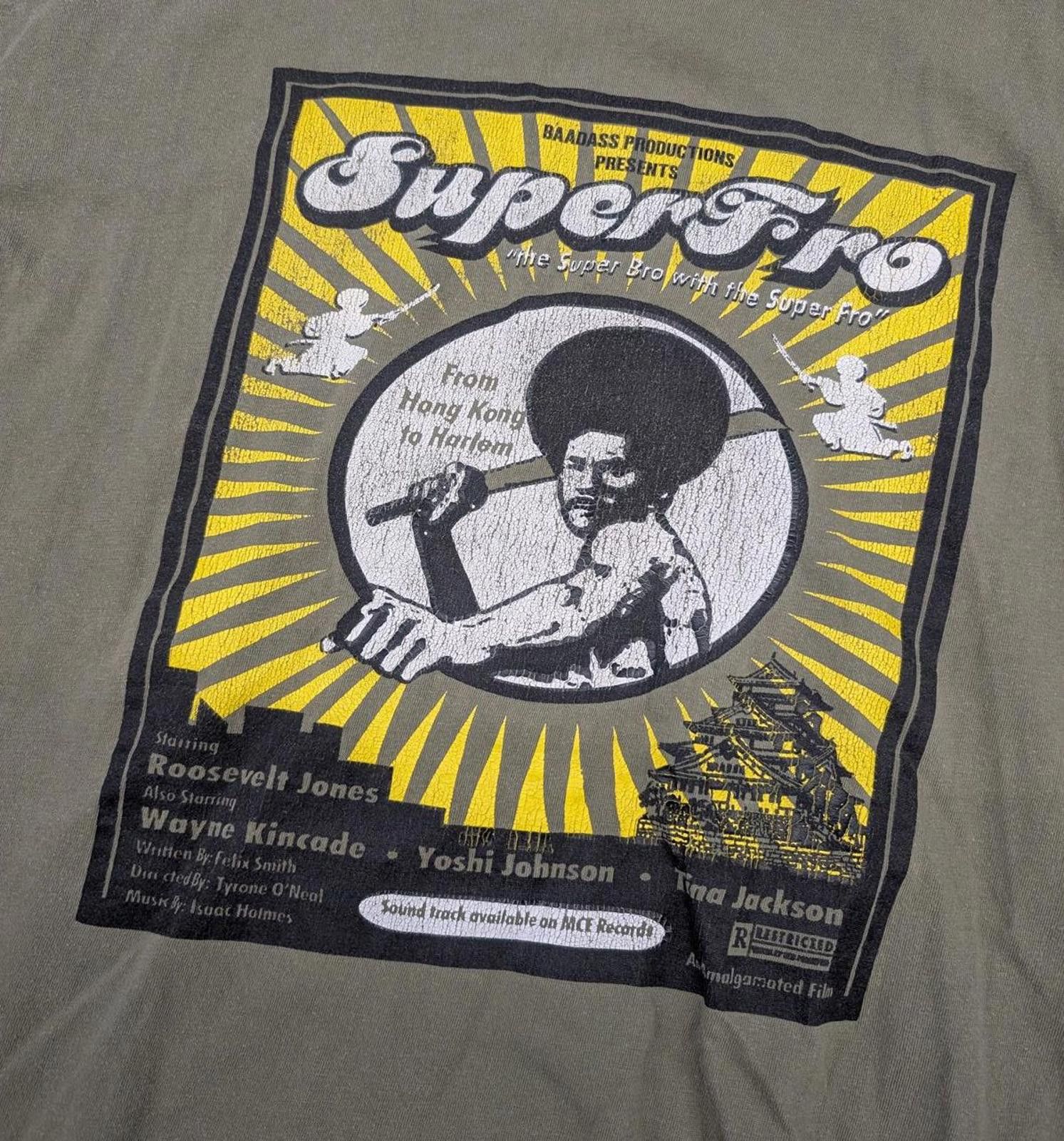 Vintage Y2K SuperFro Afro Samurai Boxy Olive T-shirt Size US L / EU 52-54 / 3 - 2 Thumbnail
