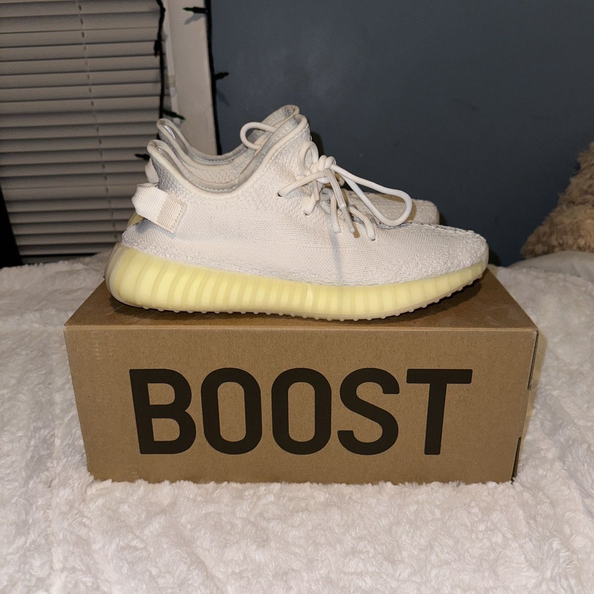 image of Adidas Yeezy Boost 350 V2 Triple Whites Shoes, Men's (Size 9.5)