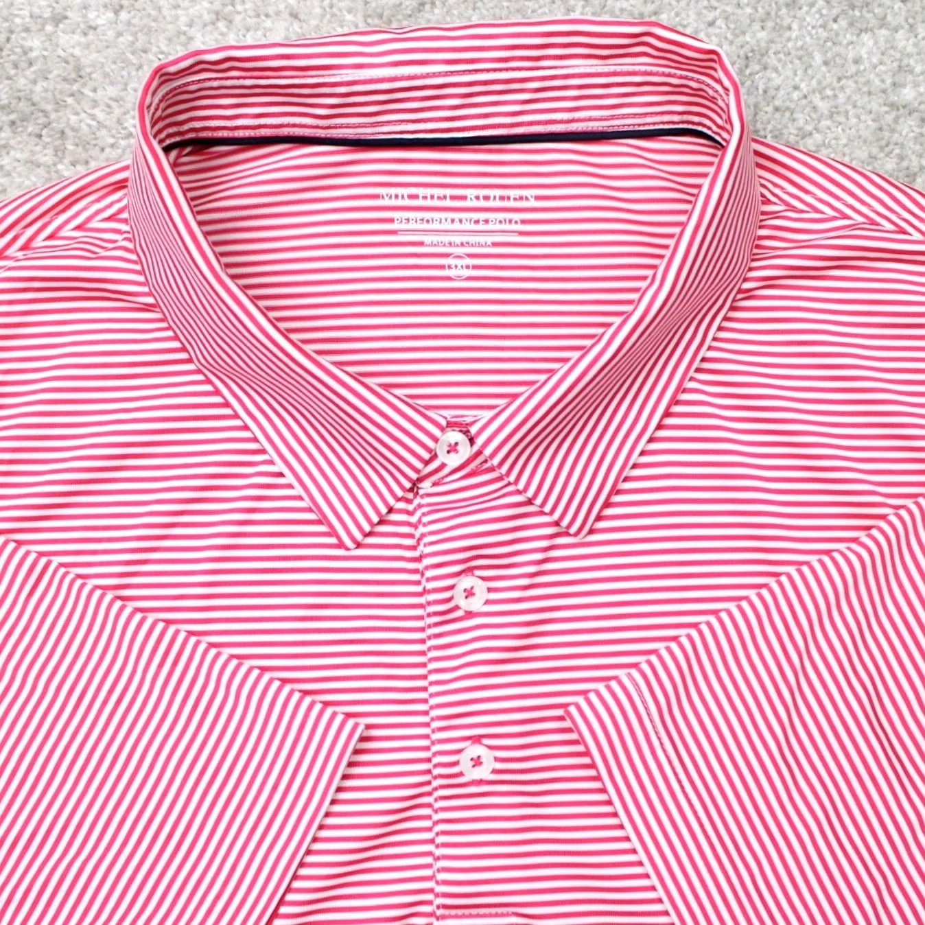 Vintage Michel Rouen Performance Polo Shirt Mens 3XL Red/White Golf Short Sleeve Polo Shirt Mens XXXL Red White Sports Golf Shirts Size US XXL / EU 58 / 5 - 2 Thumbnail