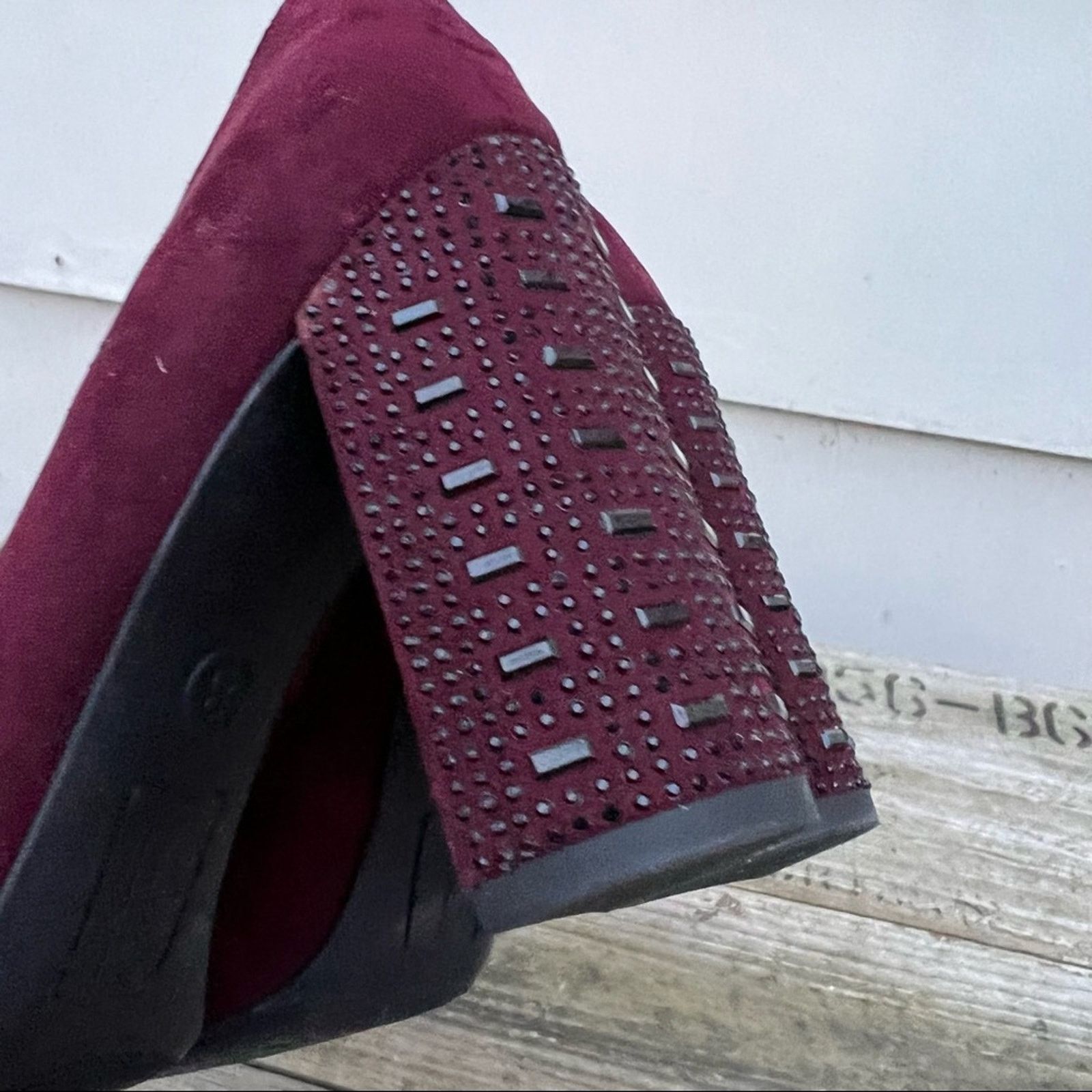 Sam Edelman Libby Edelman Le Shelby Wine Maroon Studded Block Heels 8 Size US 8 / IT 38 - 4 Thumbnail