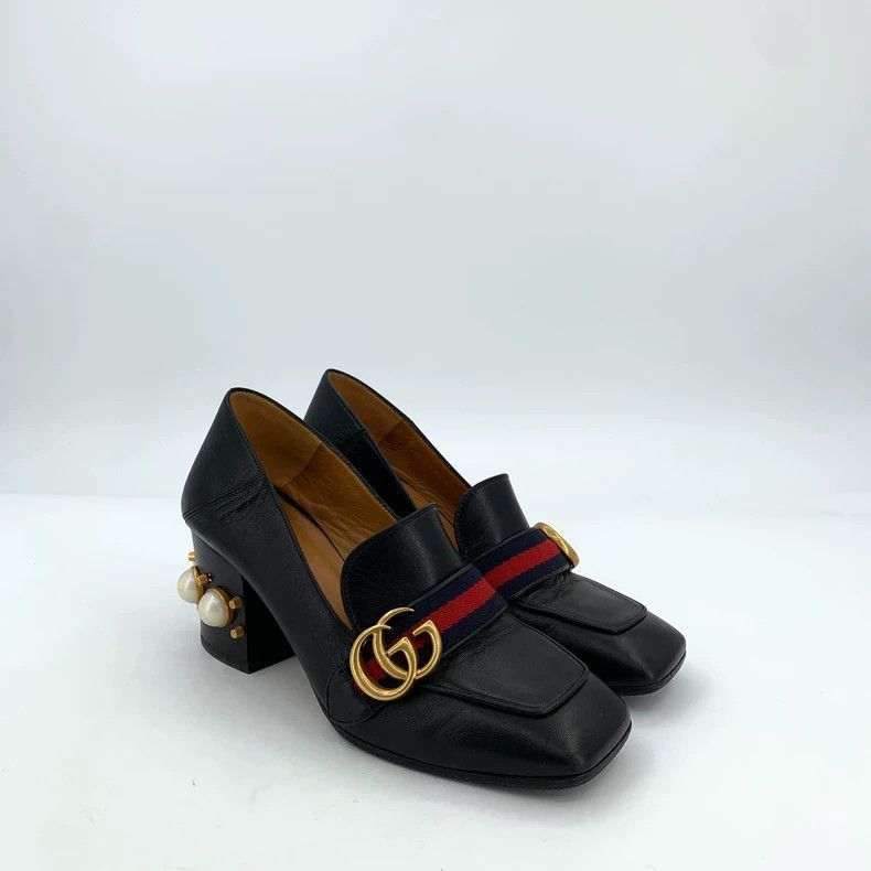 Gucci Gucci Black High Heel Shoes with Pearl Detail-2506 Size US 7 / IT 37 - 2 Thumbnail