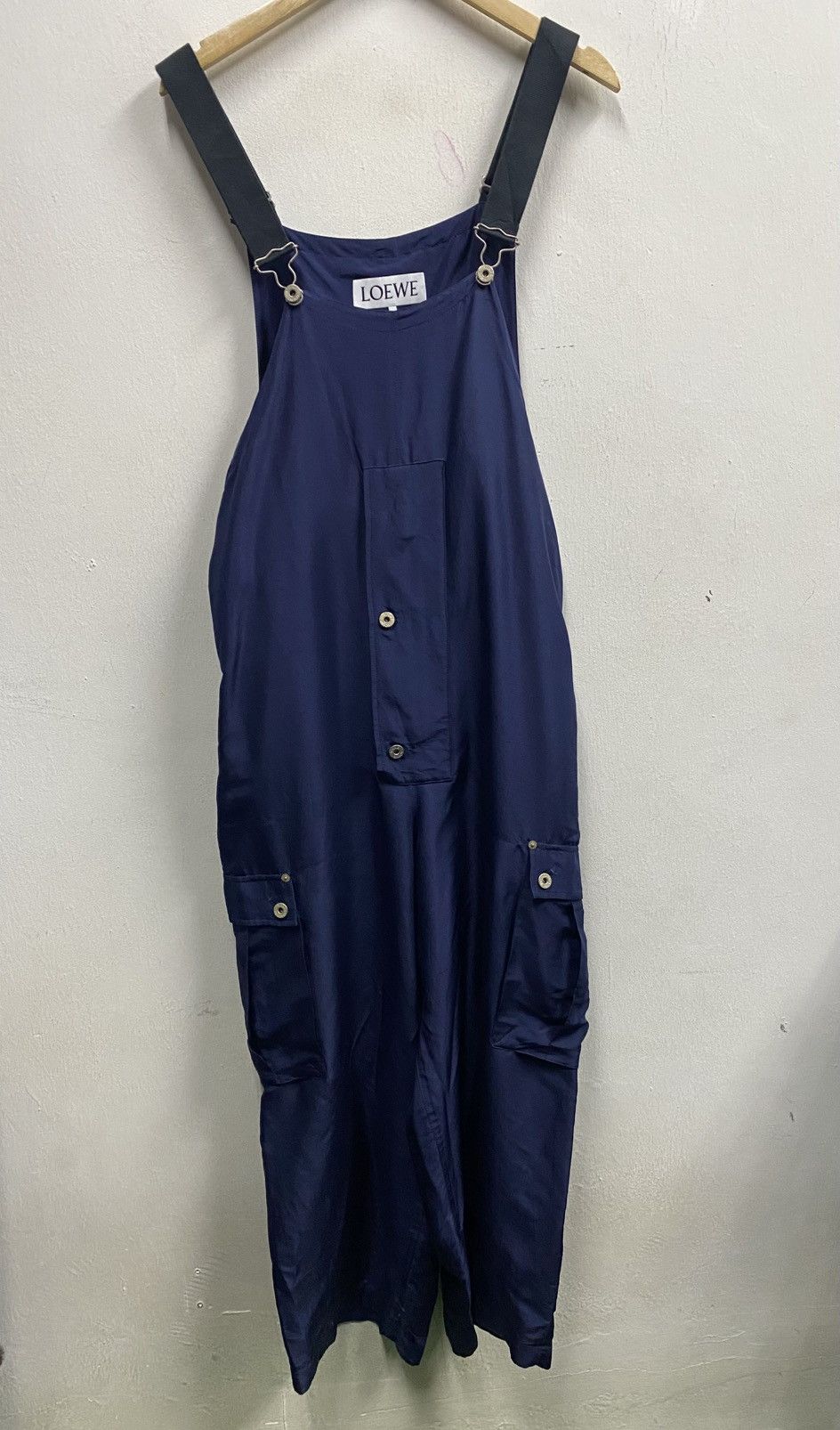 Loewe Loewe Navy Blue Silk Cargo Overalls Jumpsuit Size US 43 - 1 Thumbnail