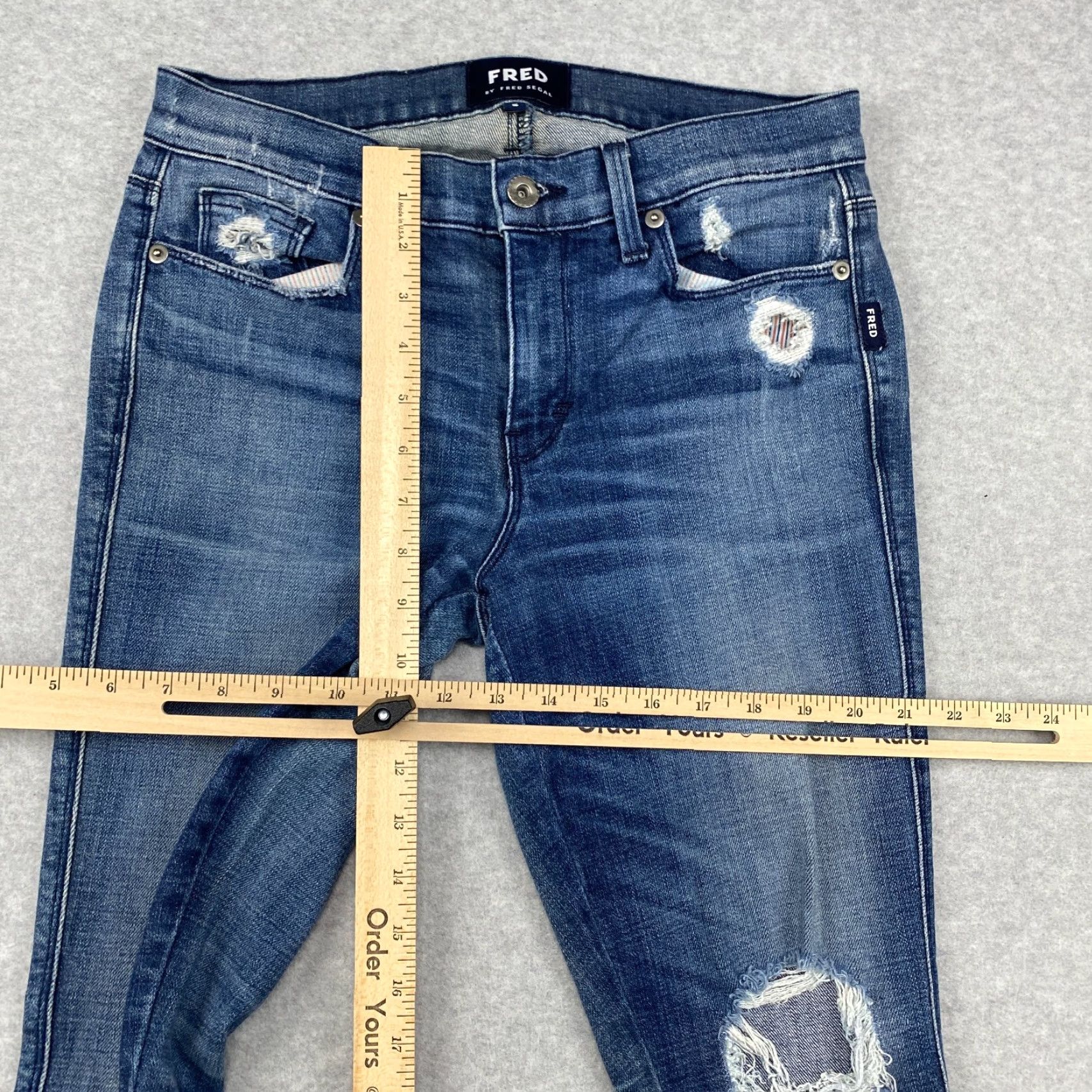 Fred Segal Fred Segal Jeans Womens Blue Skinny Distressed Ripped Denim USA Made 28 Size 28" / US 6 / IT 42 - 6 Thumbnail