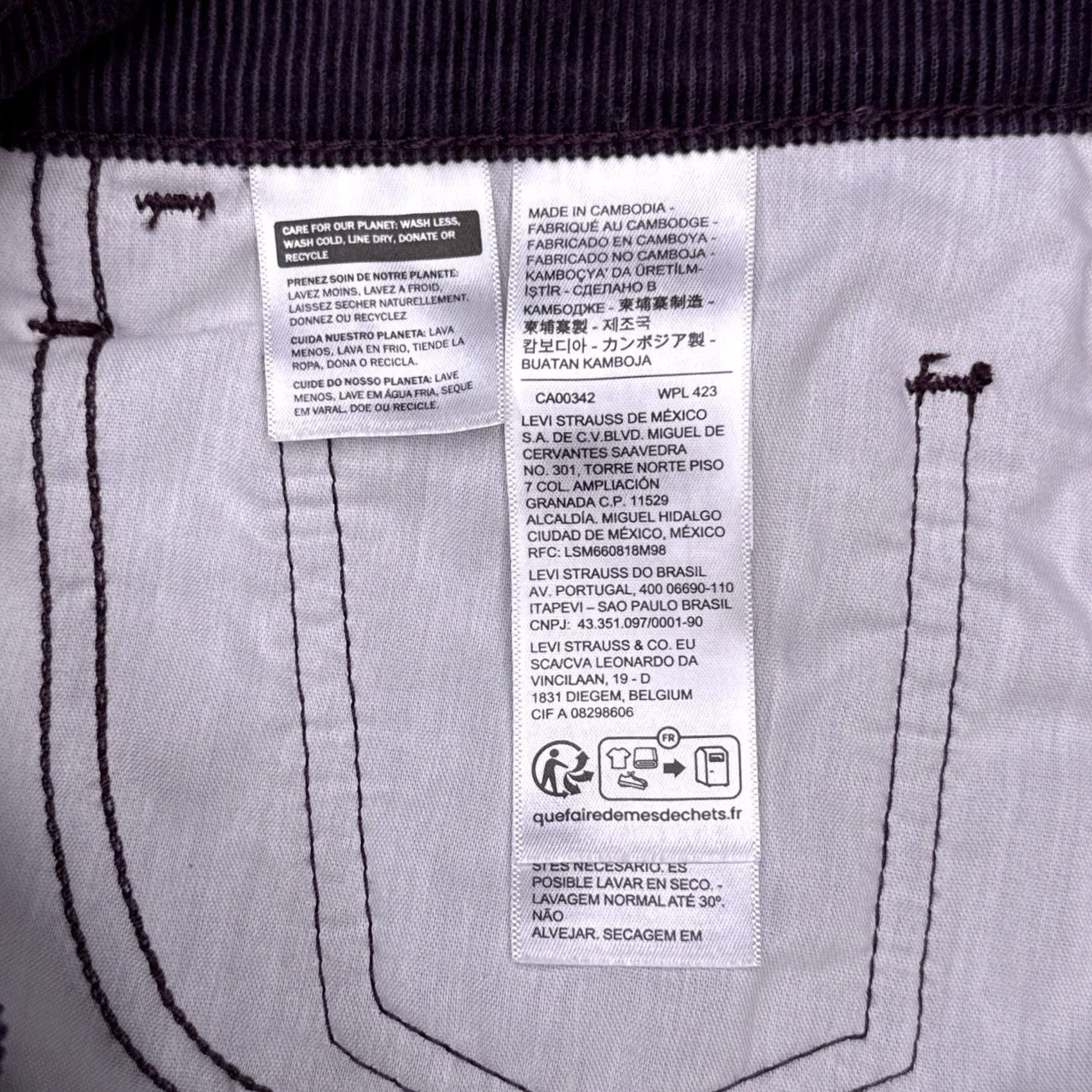 Levi's Levi's Icon Skirt Womens 31 Corduroy Mid Rise Mini Burgundy Cotton Pockets Logo Button Size 24" / US 00 / IT 34 - 6 Thumbnail