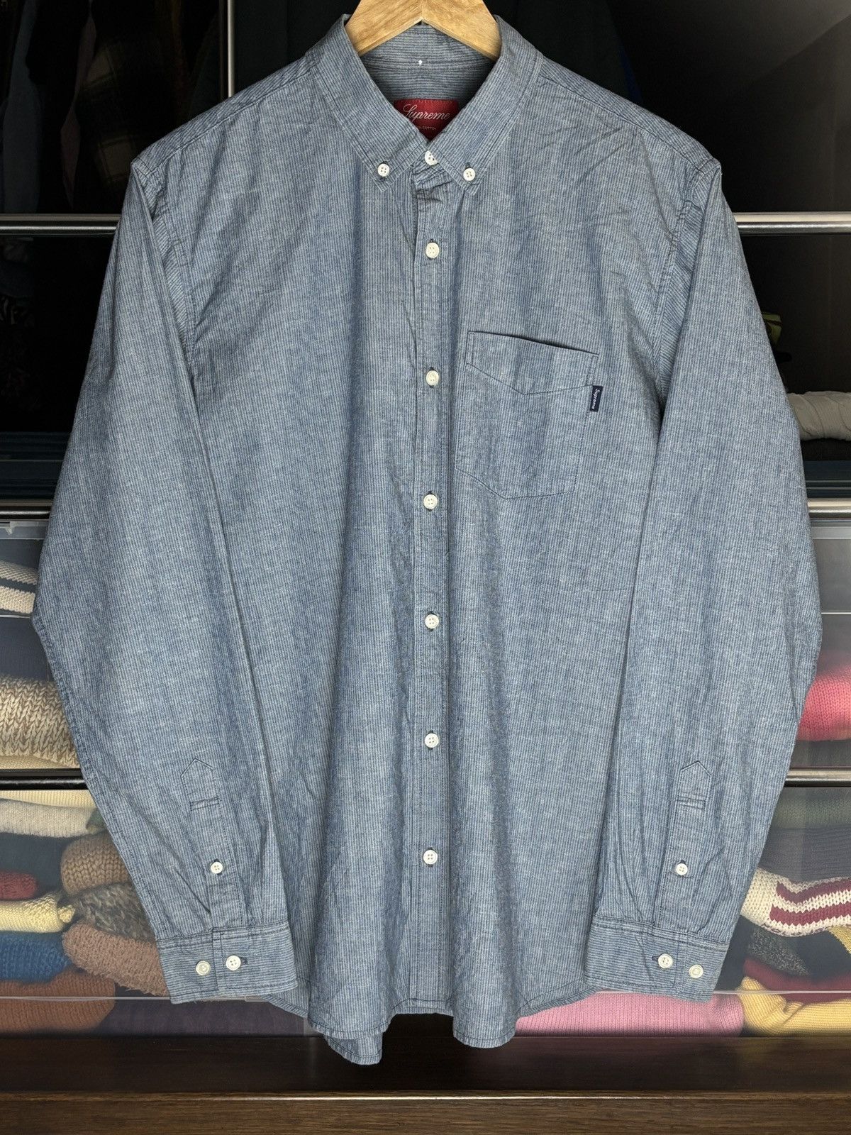 Supreme Supreme Button Up Blue Vintage Oxford Shirt Size US L / EU 52-54 / 3 - 1 Thumbnail