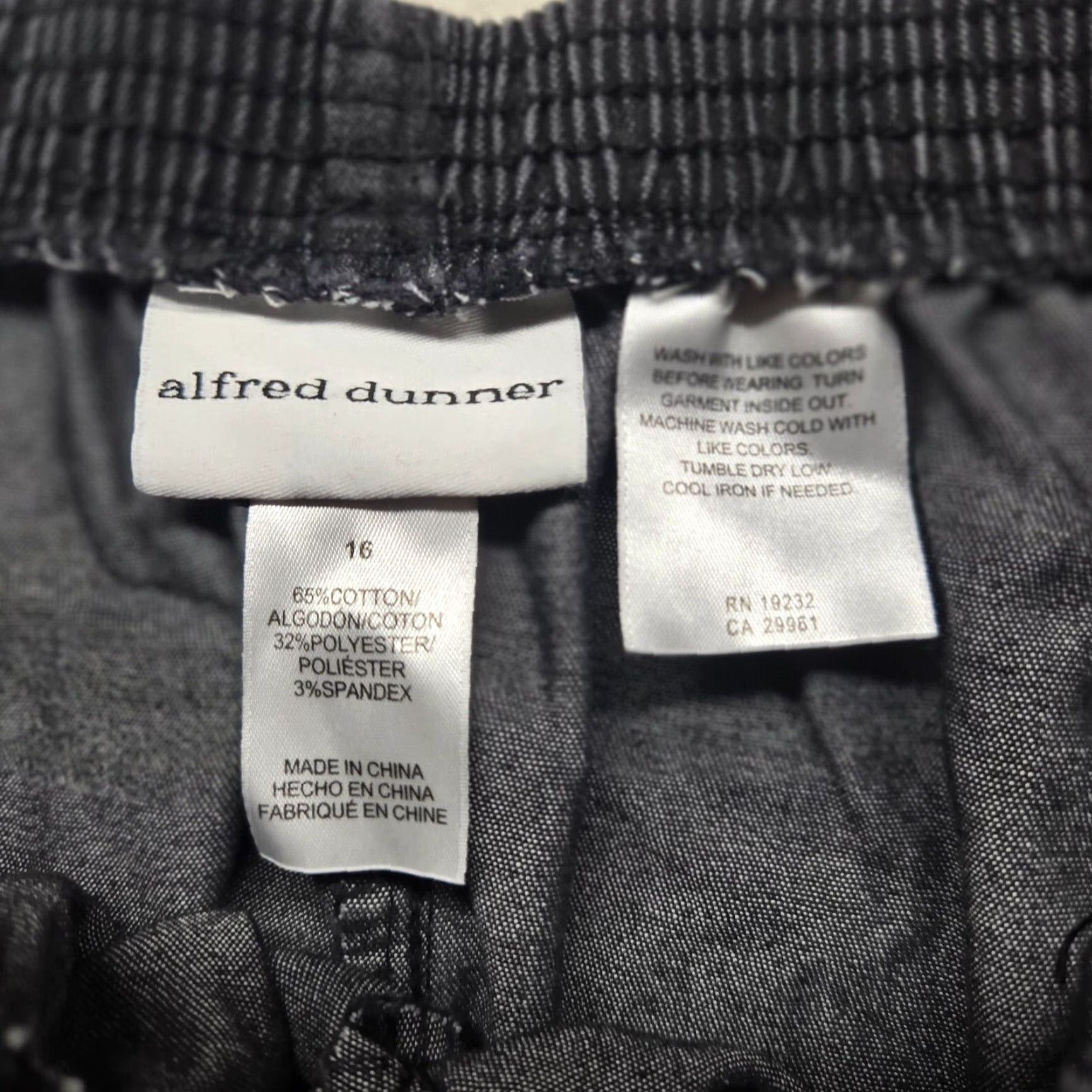 Vintage ALFRED DUNNER Women's Casual Stretch Pants Size 16 Black Solid Plush Size 38" / US 16 / IT 52 - 3 Thumbnail