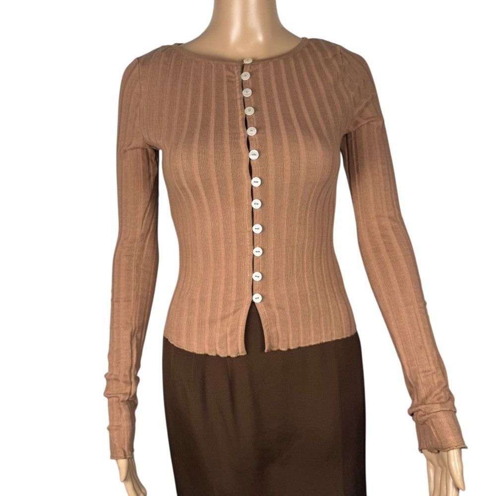 Free People New Free People Tilly Long-Sleeve Light Brown Cardi Top Siz Size XS / US 0-2 / IT 36-38 - 3 Thumbnail