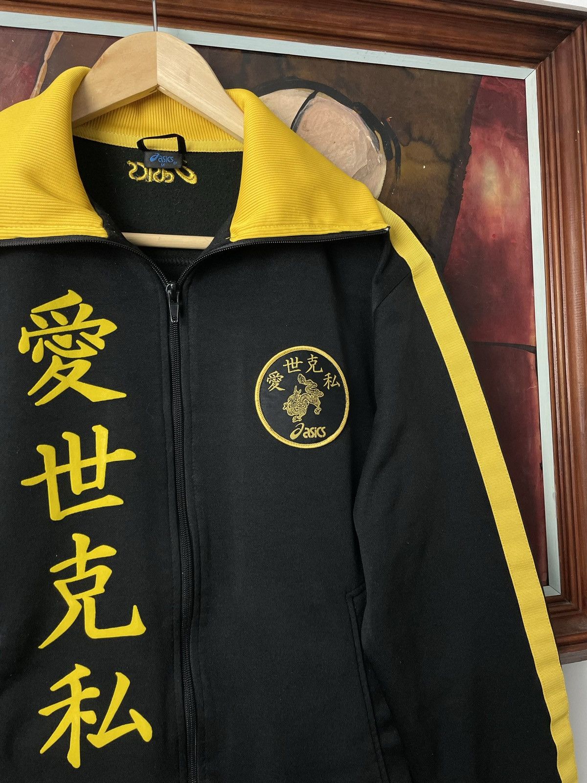 Asics Vintage Asics Track Top Japanese Black Yellow Hype Japan Size US M / EU 48-50 / 2 - 2 Thumbnail