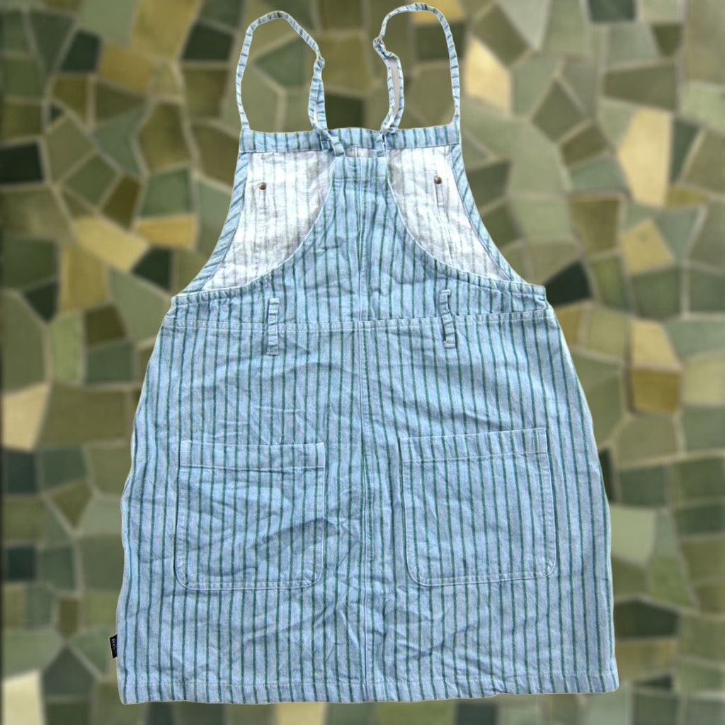 RVCA RVCA Blue Green Stripe 100% Cotton Pocket Apron Tank Dress Woman Small Size S / US 4 / IT 40 - 1 Thumbnail
