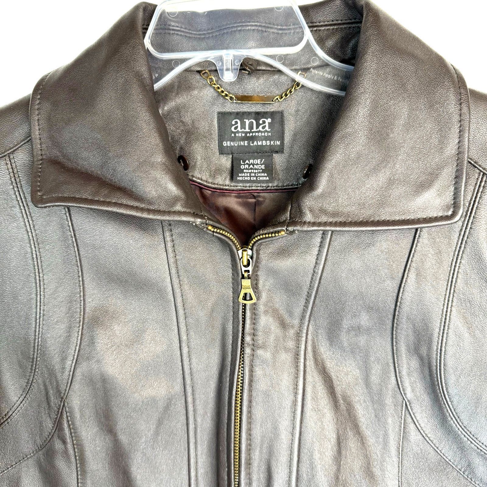 Other vtg y2k lambskin leather moto jacket brown ana size large Size L / US 10 / IT 46 - 4 Thumbnail