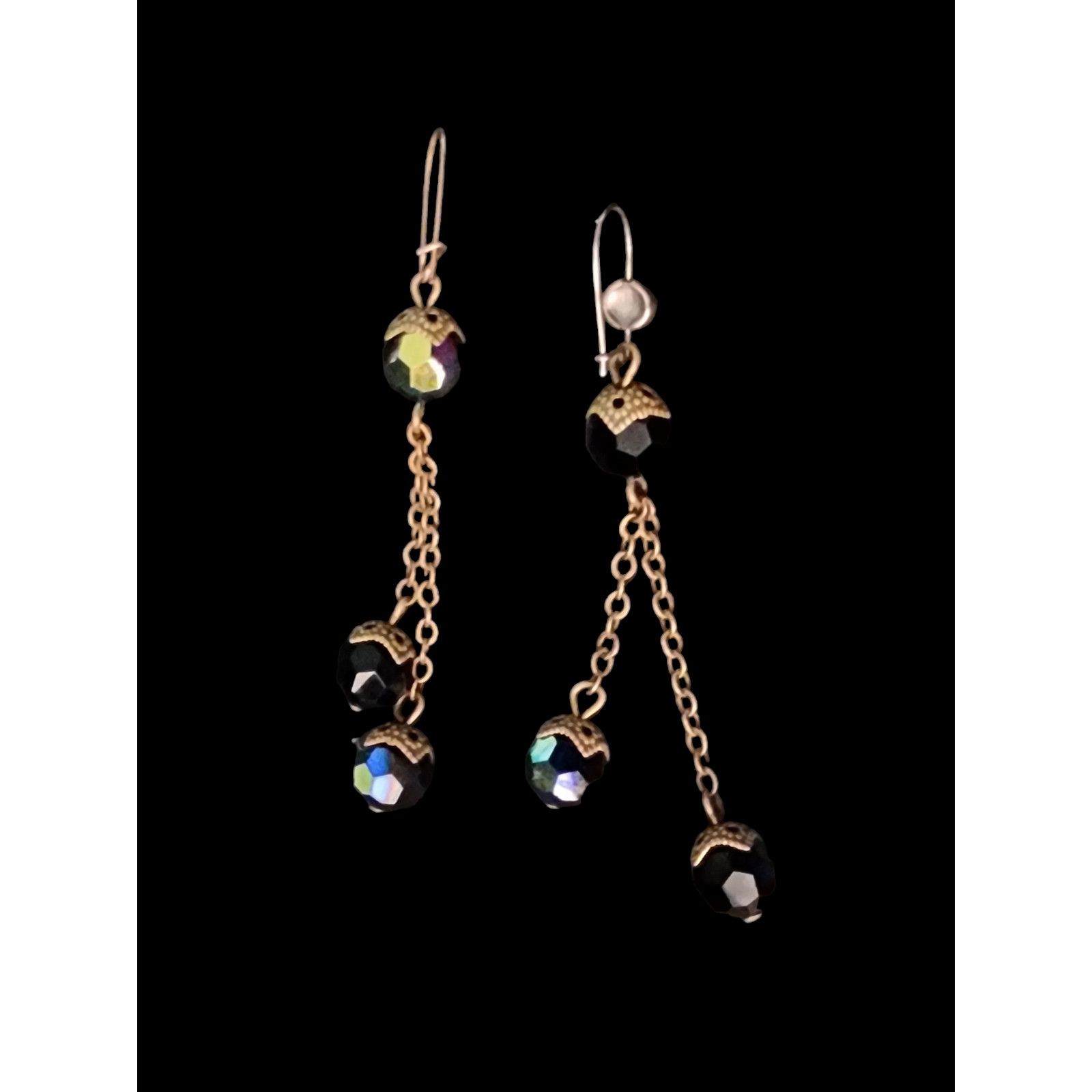 Unknown London Vintage two strand crystal bead earrings. Size ONE SIZE - 2 Thumbnail