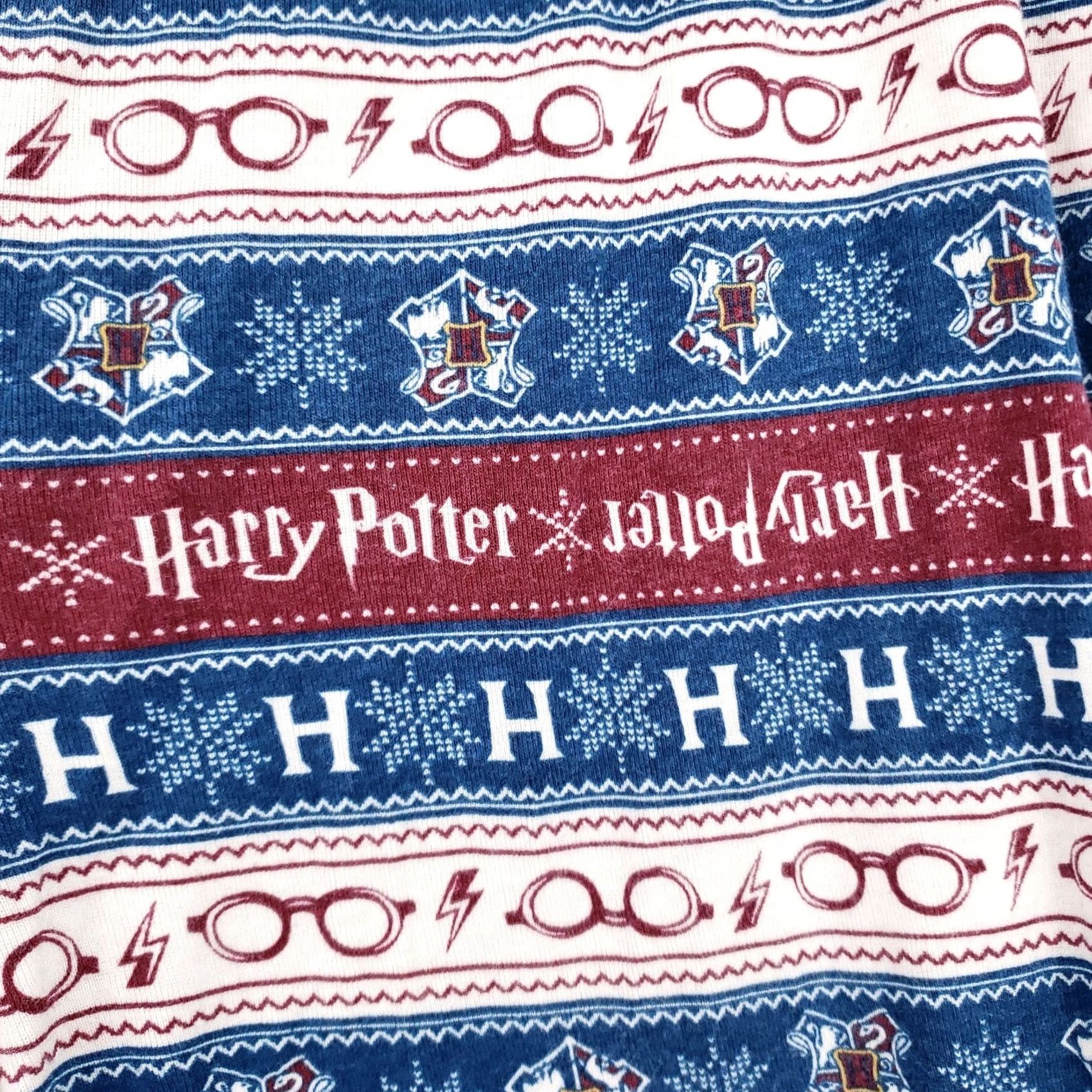 Vintage Harry Potter Pajama Pants L Adults Blue Red Sleepwear Geometric Christmas Knit 100% Cotton Size 36" / US 14 / IT 50 - 4 Thumbnail