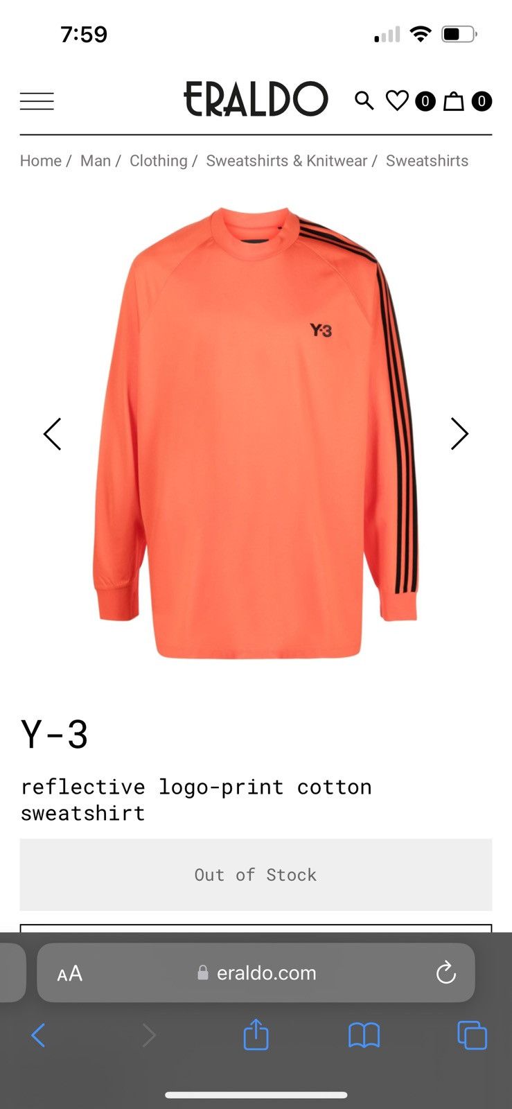 Adidas reflective logo-print cotton sweatshirt Size US XL / EU 56 / 4 - 5 Thumbnail