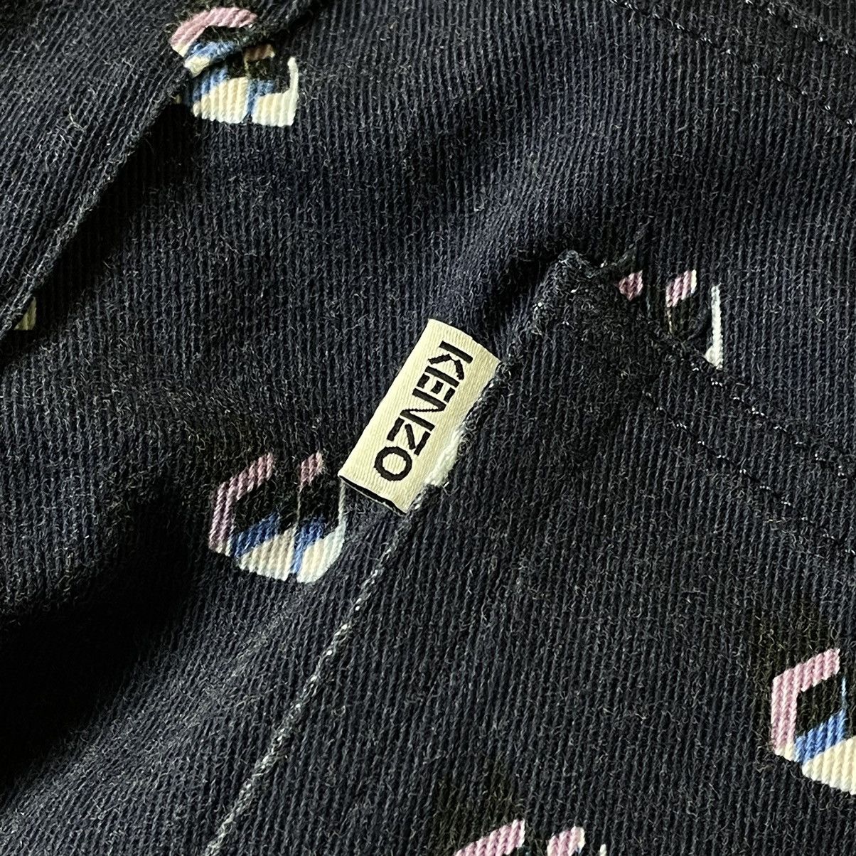 Kenzo Kenzo Paris Monogram Geometric Print Slim Fit Denim Pants Size US 33 - 15 Thumbnail