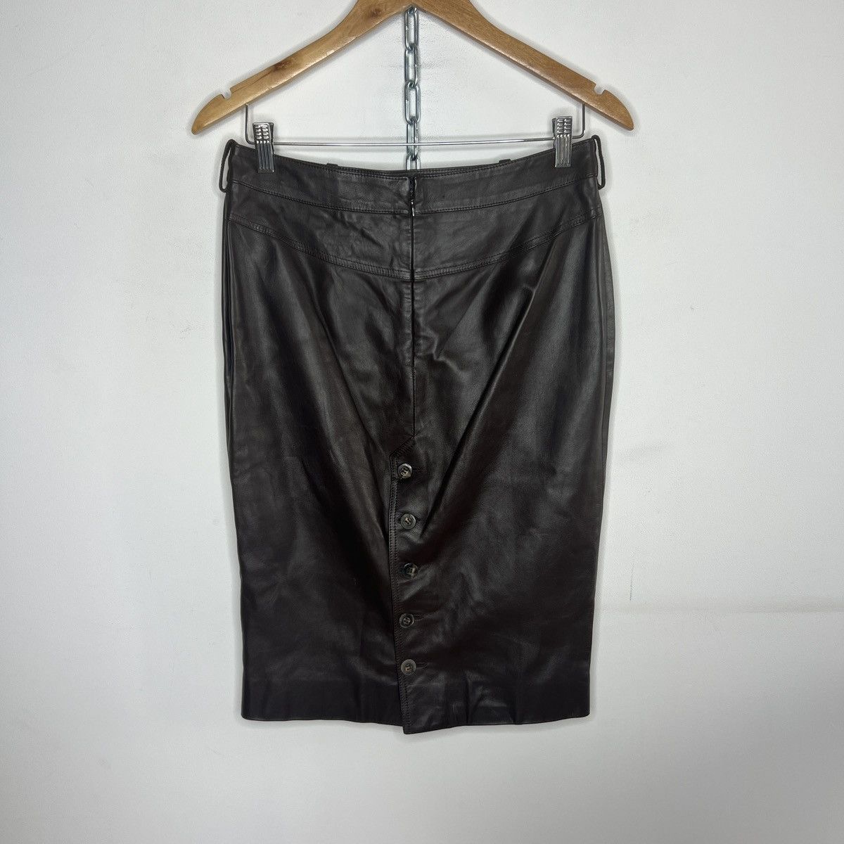 Dior Vintage 90s Christian Dior Leather Mini Skirt Old Money Size 27" / US 4 / IT 40 - 2 Thumbnail