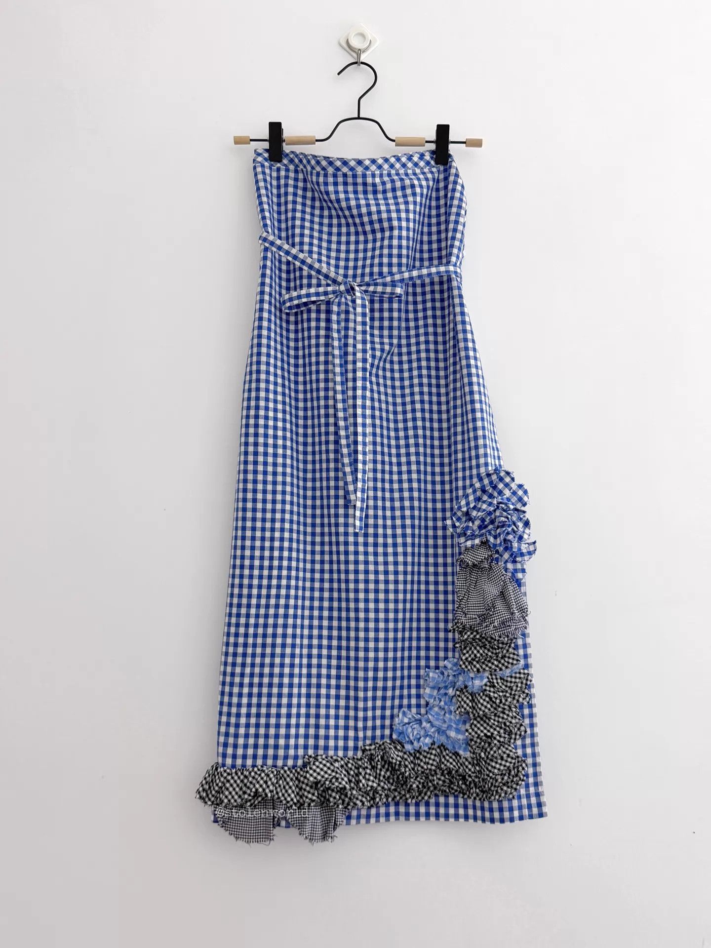 Comme des Garcons CDG 2000SS Blue White Gingham Pleated Wrap Skirt Size F Size 26" / US 2 / IT 38 - 1 Thumbnail