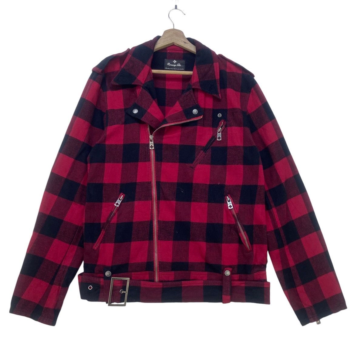 Japanese Brand Berning Sho Punk Hardcore Stylish Double Collar Biker Jacket Size US M / EU 48-50 / 2 - 2 Thumbnail