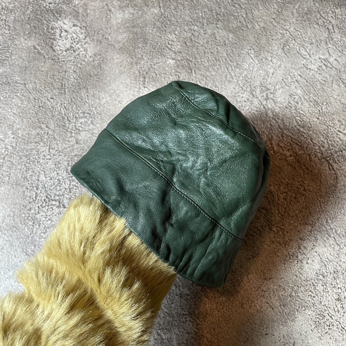 Vintage Vintage 90s Washed Green Leather Beanie Hat Grunge Baggy OS Size ONE SIZE - 3 Thumbnail