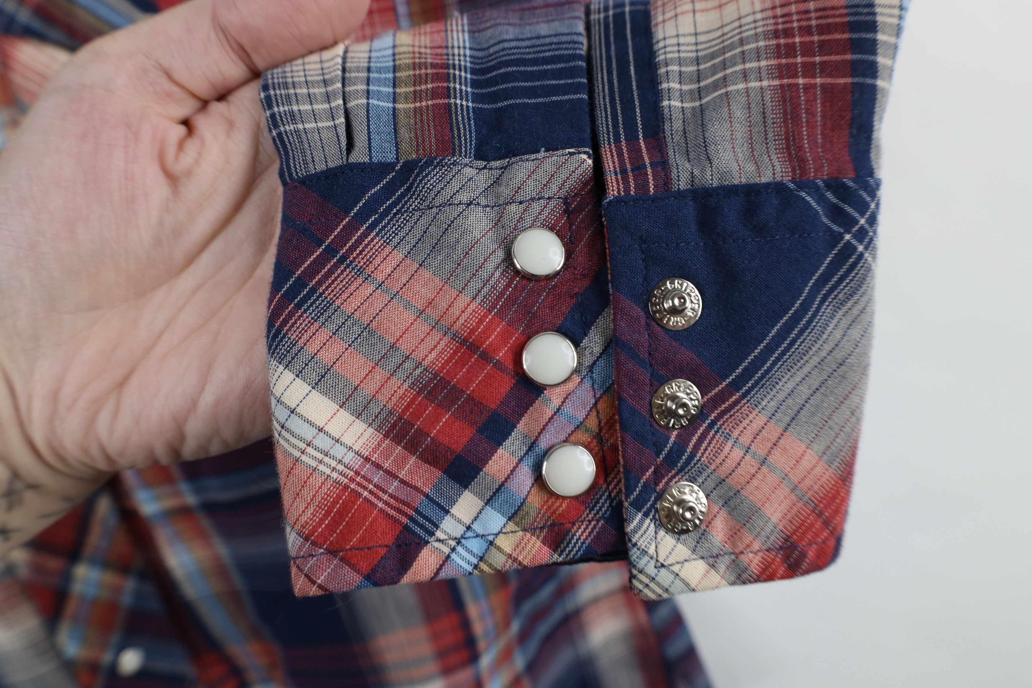 Vintage × Wrangler Vintage 70s Wrangler Western Pearl Snap Button Shirt Plaid Size US L / EU 52-54 / 3 - 9 Thumbnail