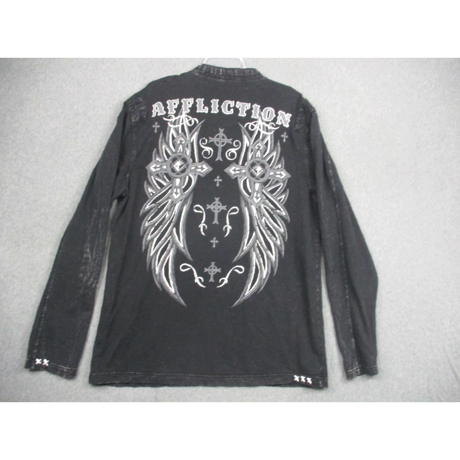 Affliction Affliction Henley Shirt Mens 2XL Live Fast Cross Graphic Made USA Long Sleeve Shirt Size US XXL / EU 58 / 5 - 2 Thumbnail