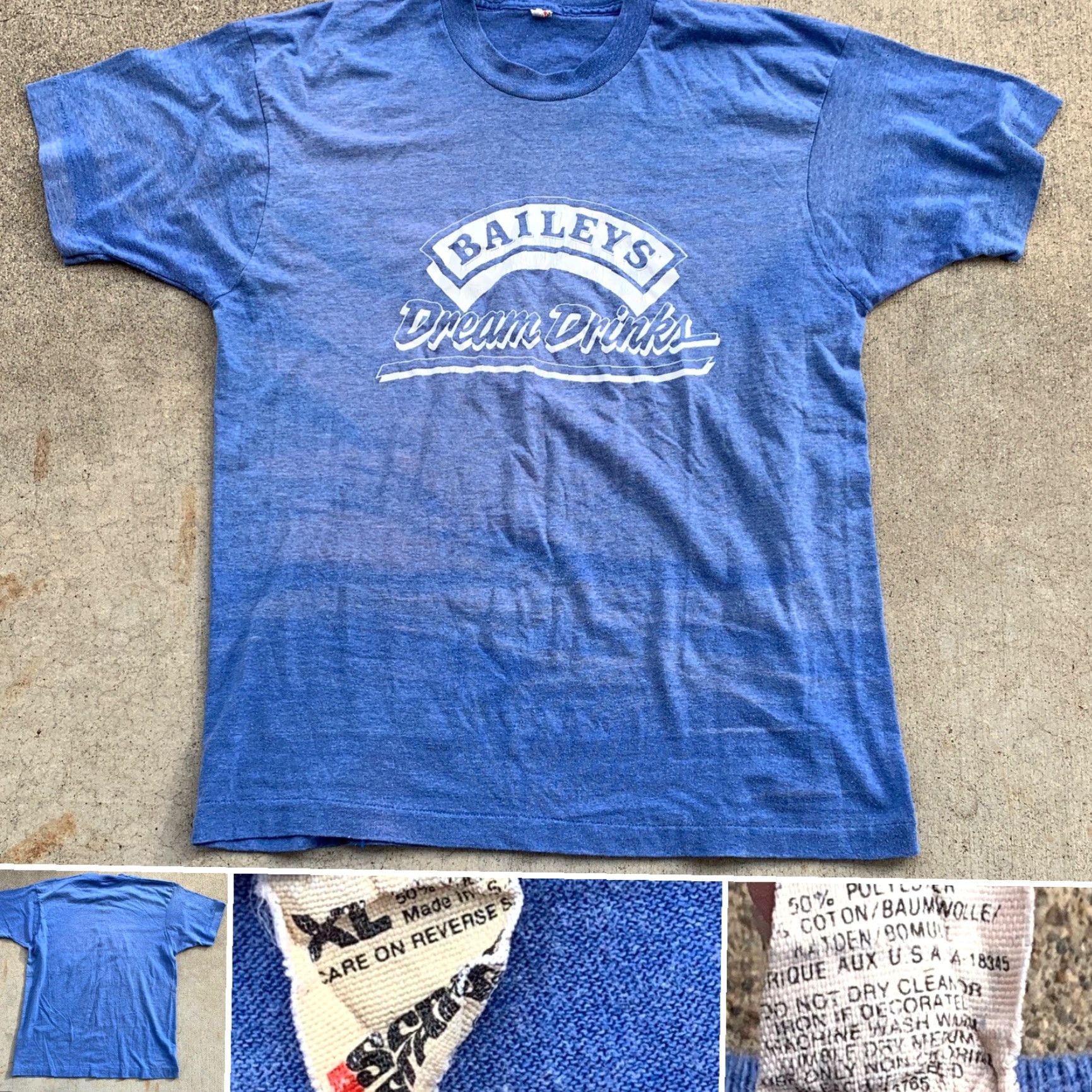 Vintage VINTAGE Screen Stars Bailey’s Dream Drinks T-Shirts XL 80s 1980s Made In USA Men Short Sleeve Graphic Tee Blue United States Size US XL / EU 56 / 4 - 3 Thumbnail