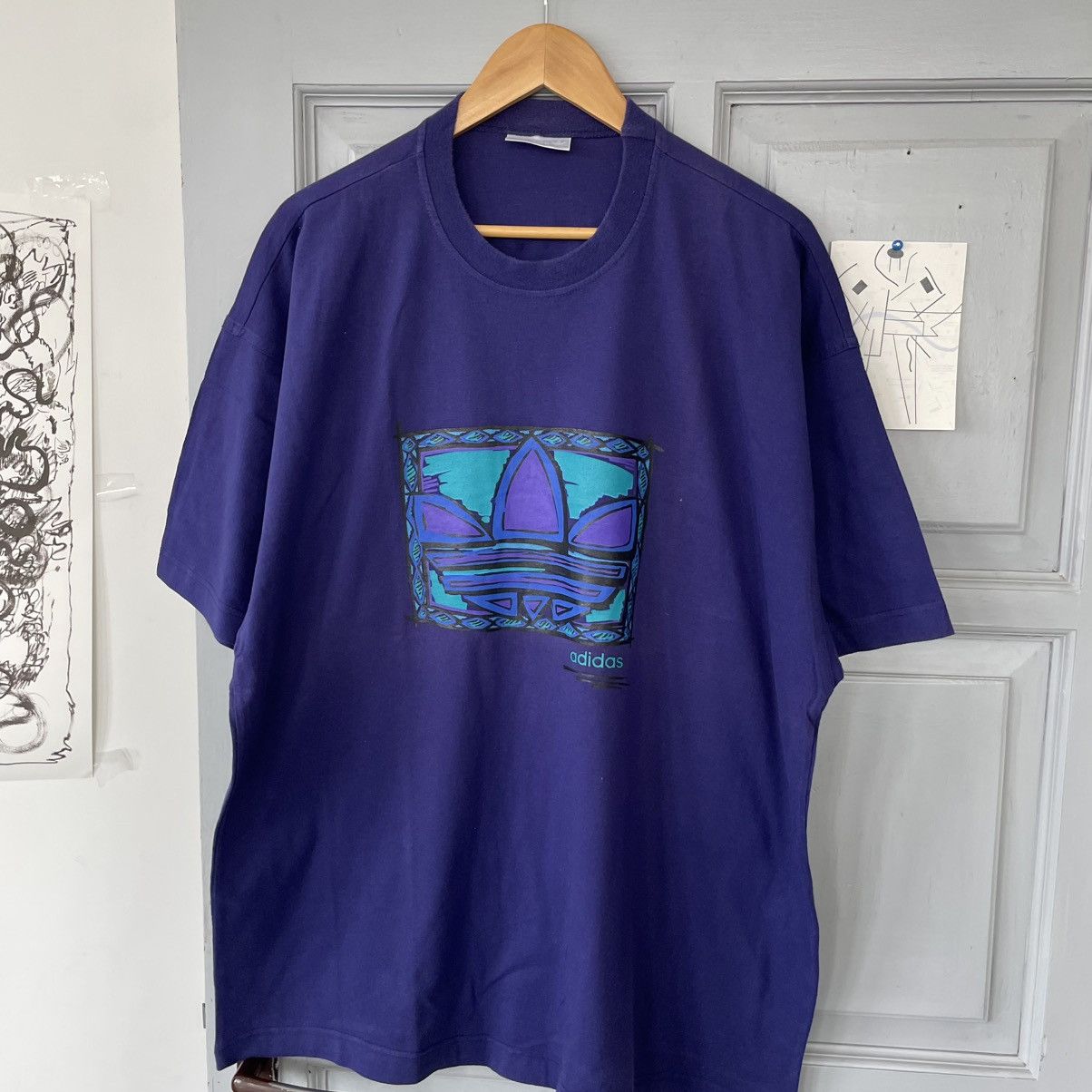 Adidas Vintage 90’s Adidas Sportswear Violet Rare T-shirt Size US XL / EU 56 / 4 - 5 Thumbnail