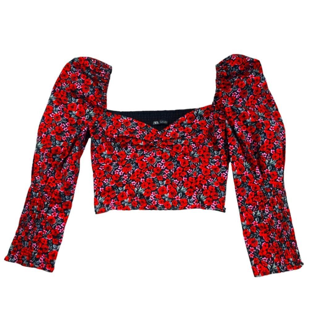 Zara Zara -1807 Long Sleeve Floral Puff Sleeve Sweetheart Crop To Size S / US 4 / IT 40 - 1 Thumbnail