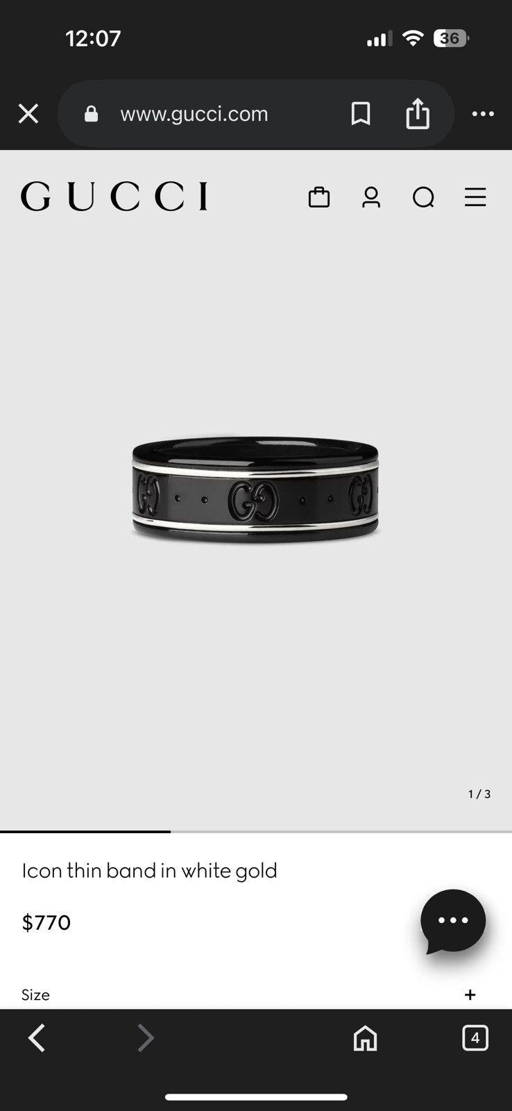 Gucci Gucci Icon thin band in white gold sz 10 Size ONE SIZE - 6 Thumbnail
