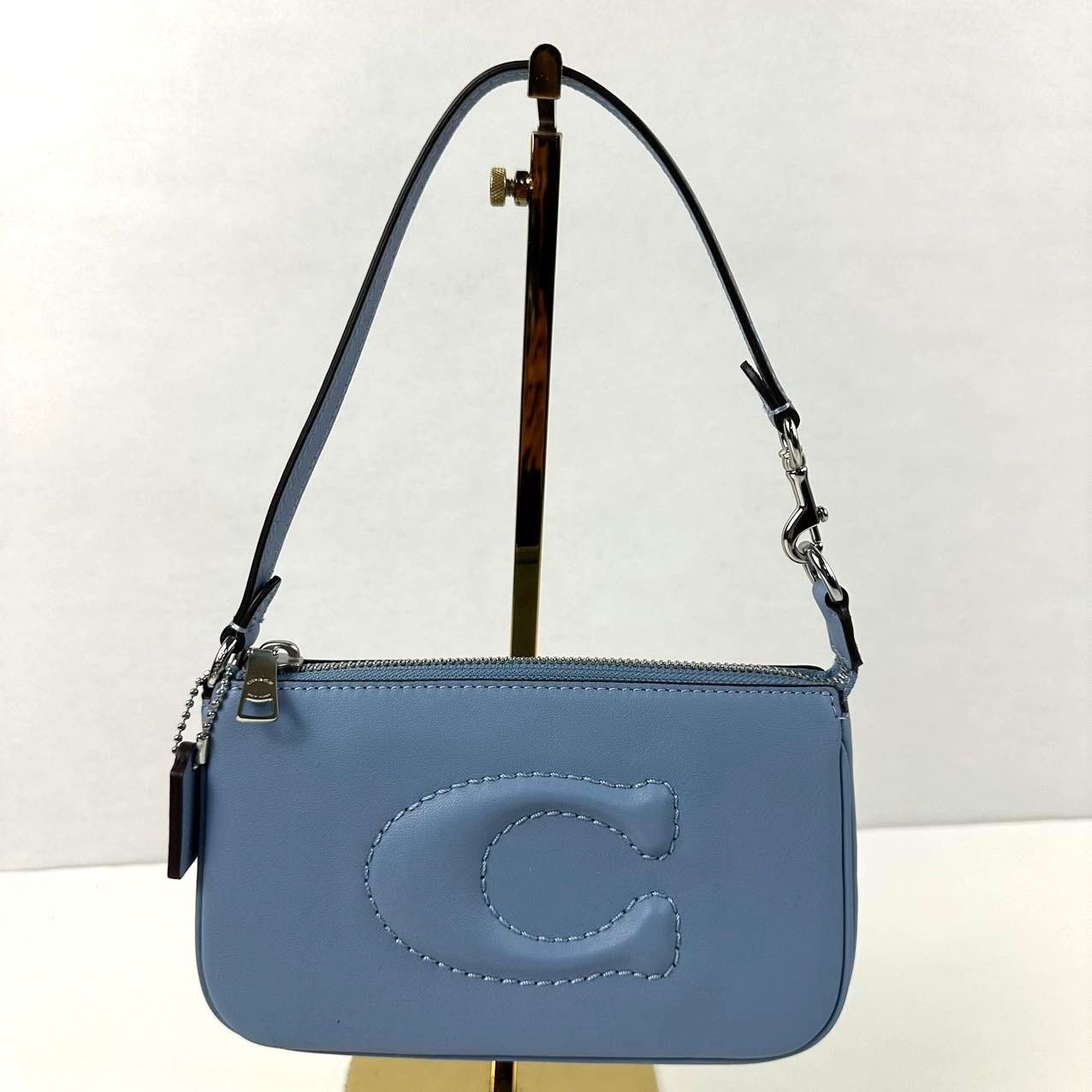 Coach Nolita 19 Wristlet Shoulder Bag Sculpted C Silver/blue, Women's